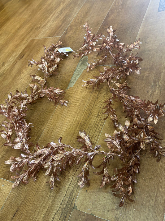 180cm metallic rose gold boxwood garland