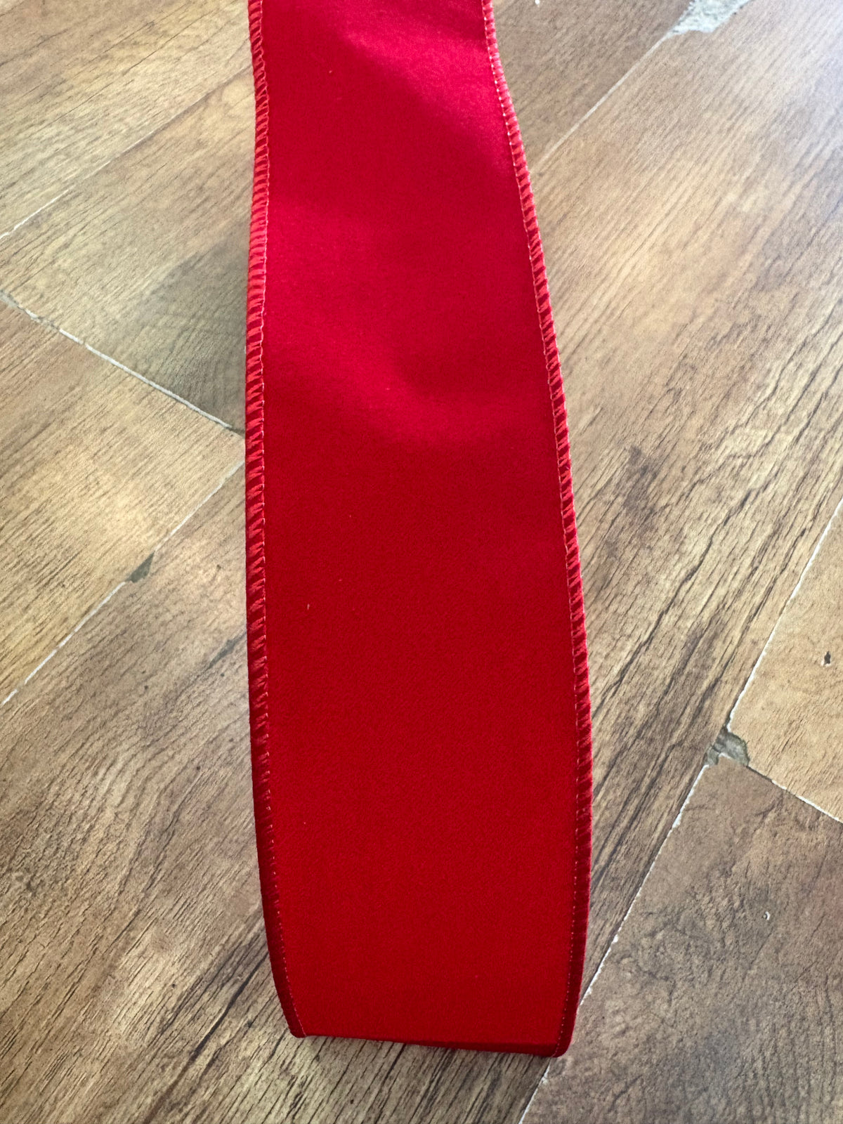 2.5 inch red velvet wired ribbon - 10 metres