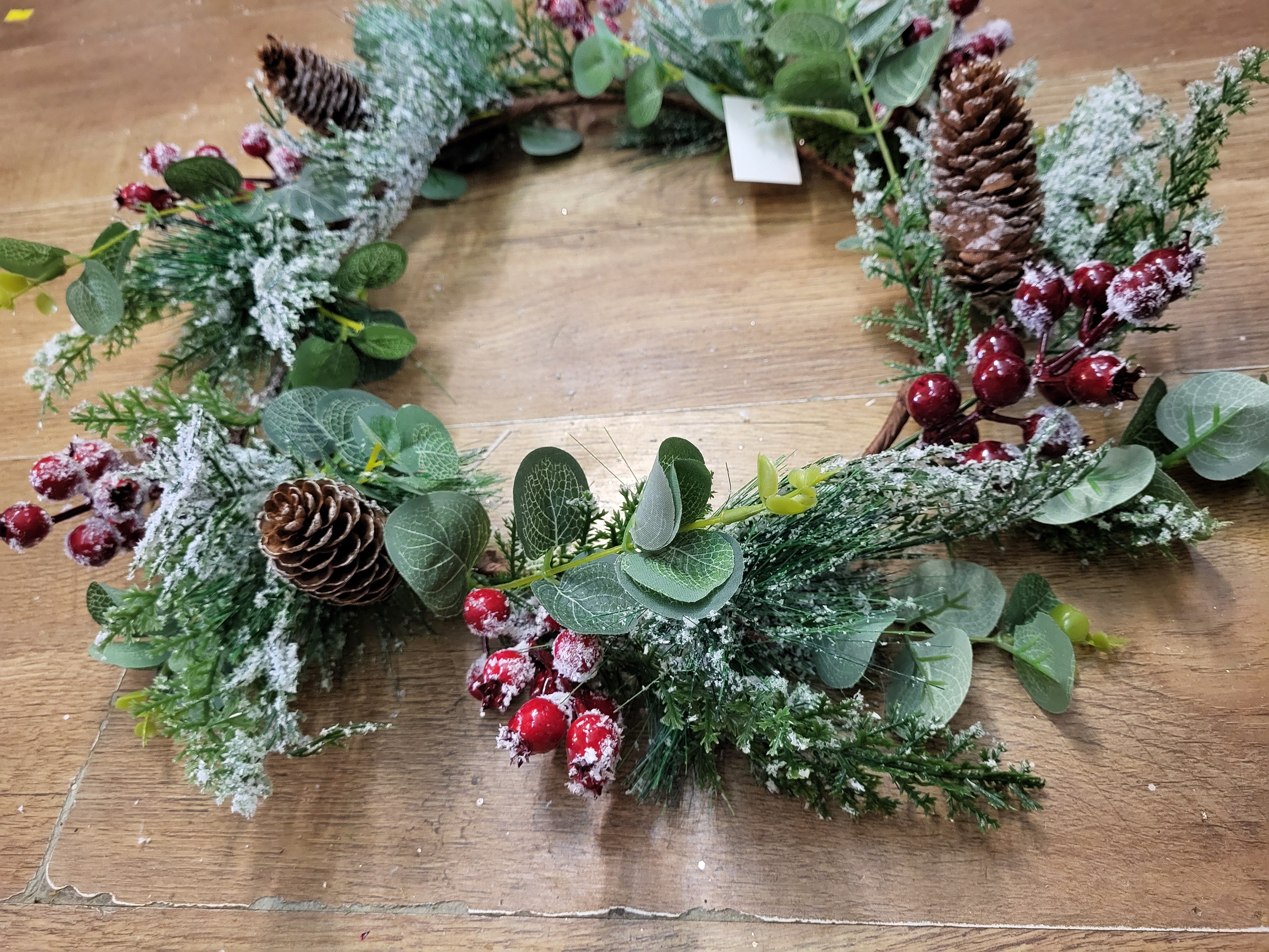 50cm snowy cones, berries and foliage wreath image 7