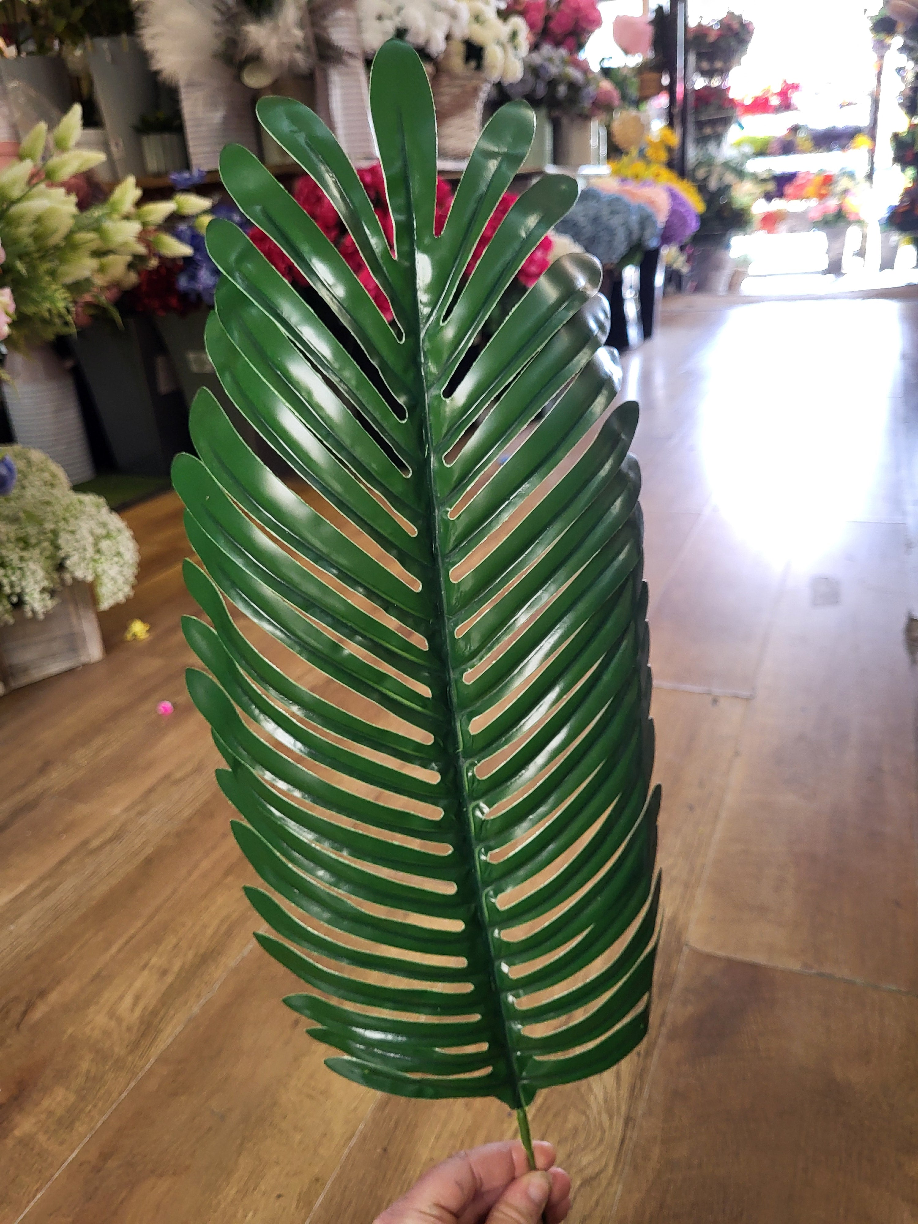 Large leather look single tropical palm leaf image 0