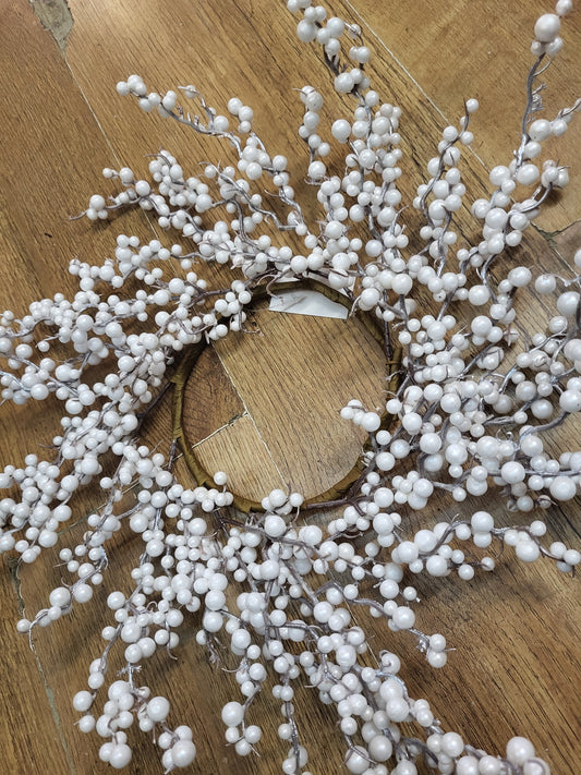 Pearly white berries small wreath  (or candle ring) image 0