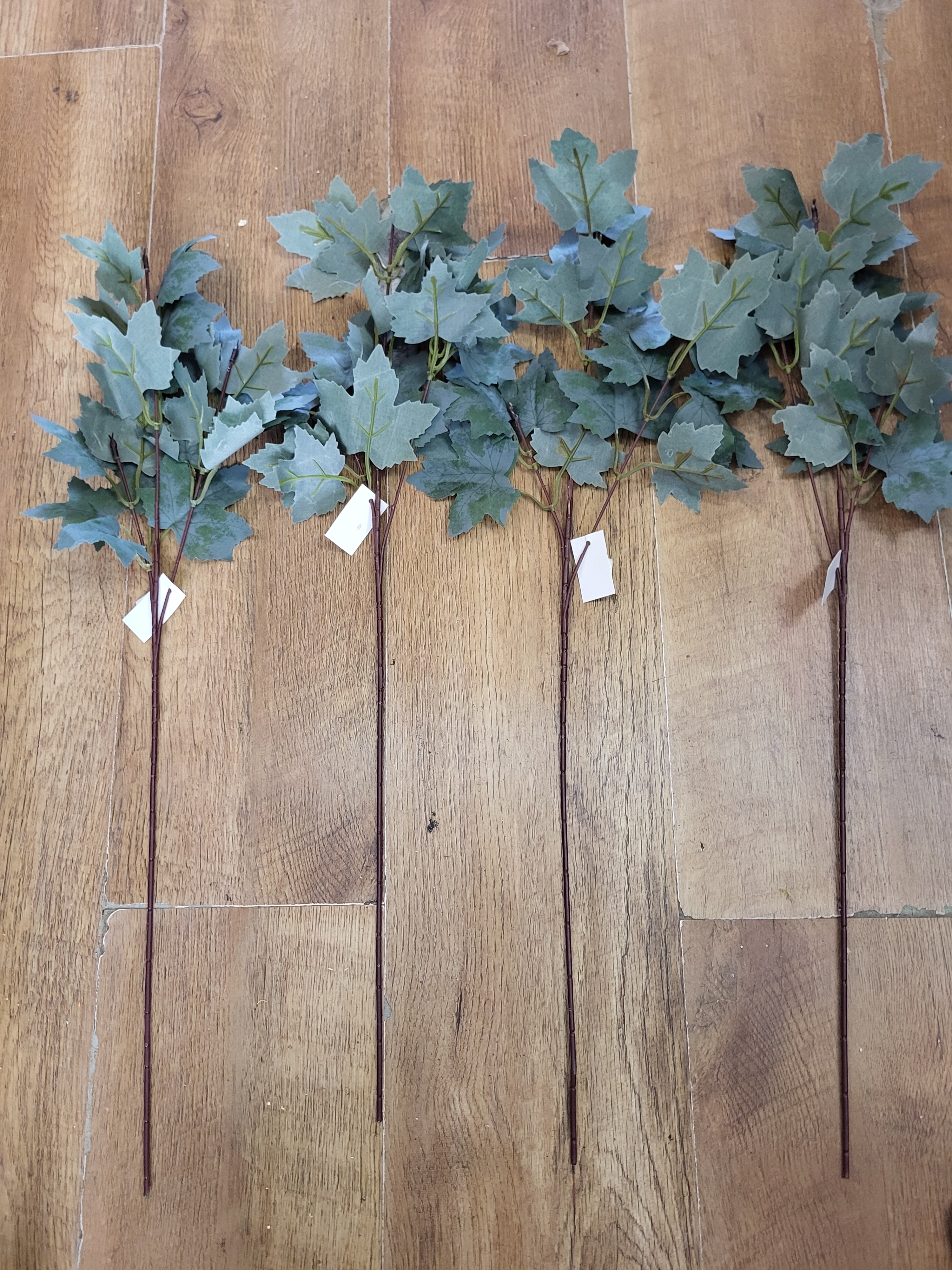Bundle of 4 Long stem dark green autumn maple leaf sprays image 1