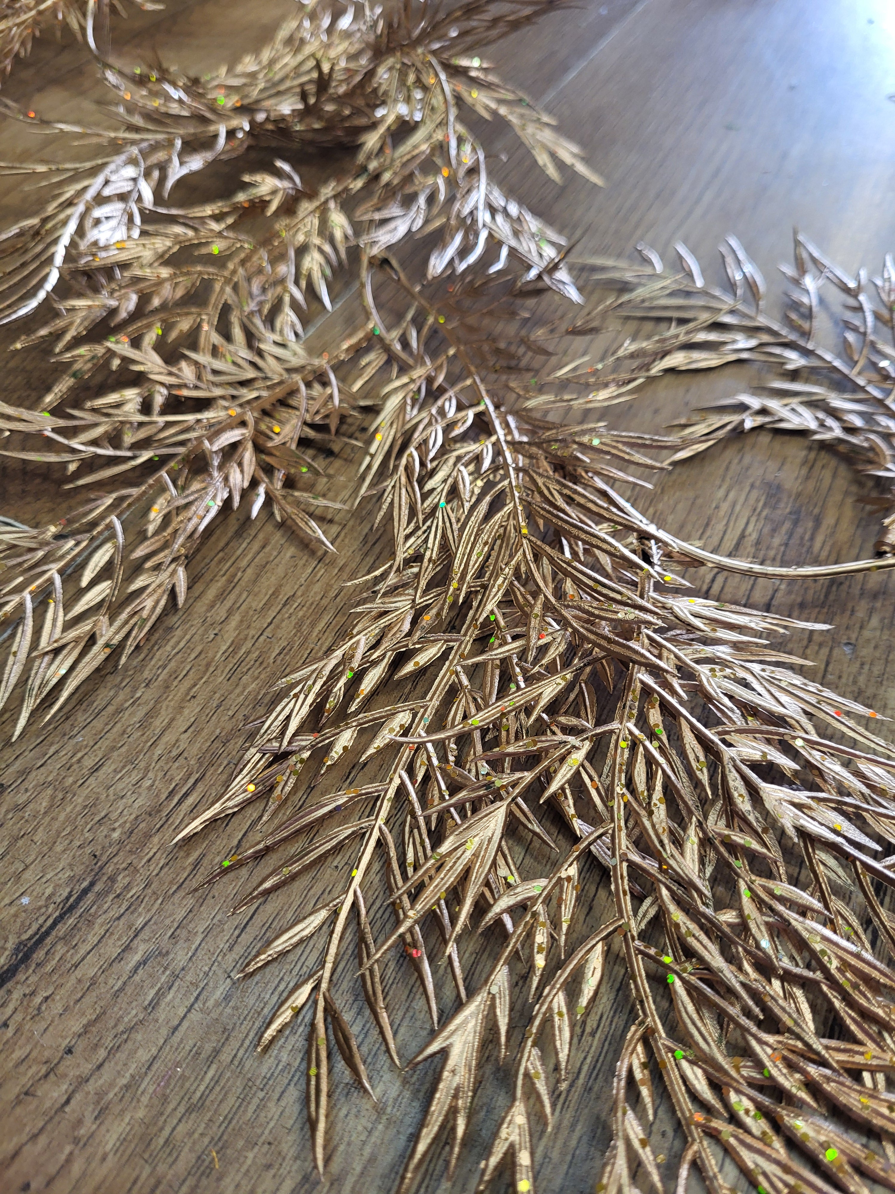 6ft slightly glittered metallic gold fern garland image 1