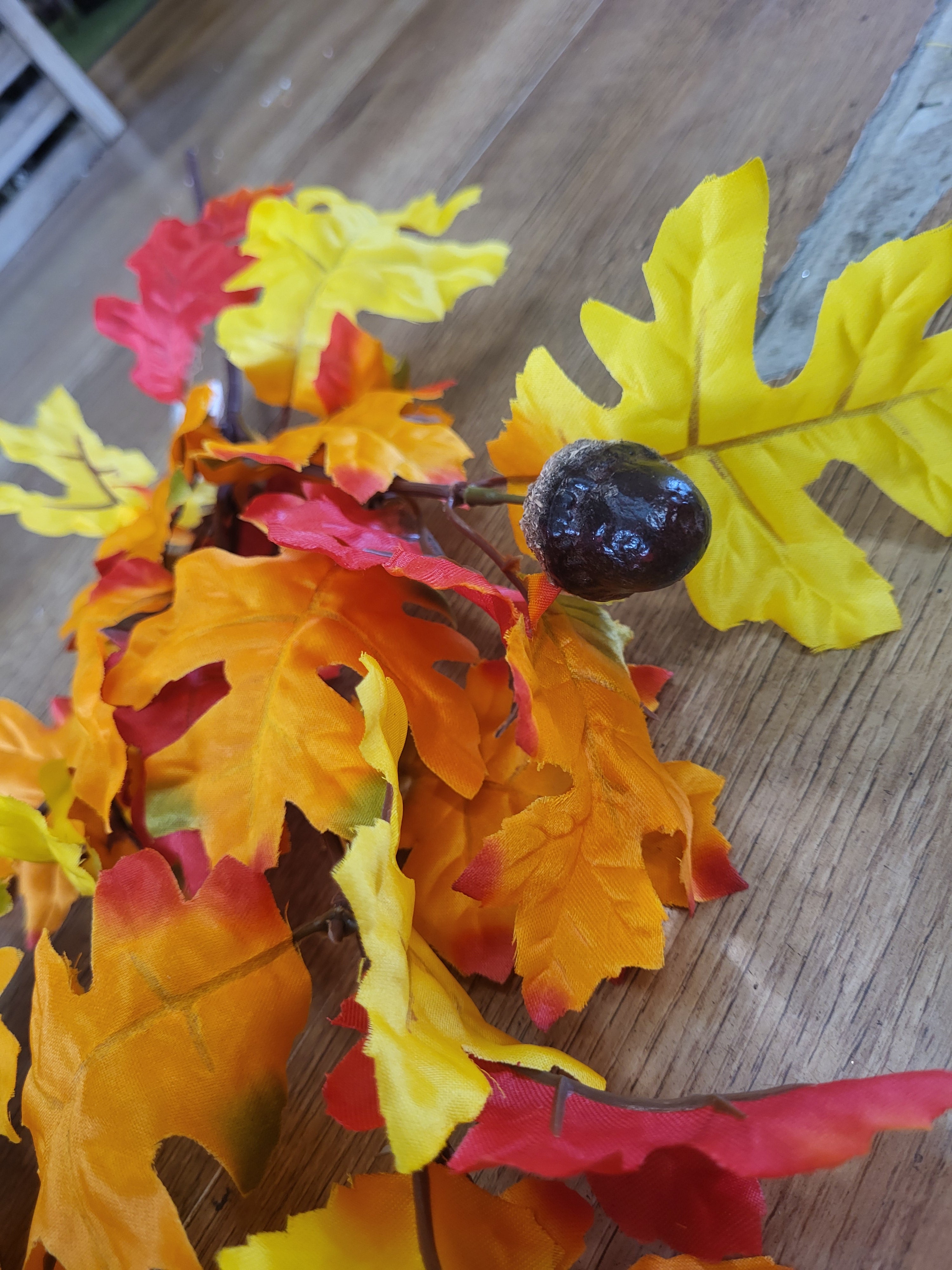 Long stem red/orange/yellow acorn spray image 2