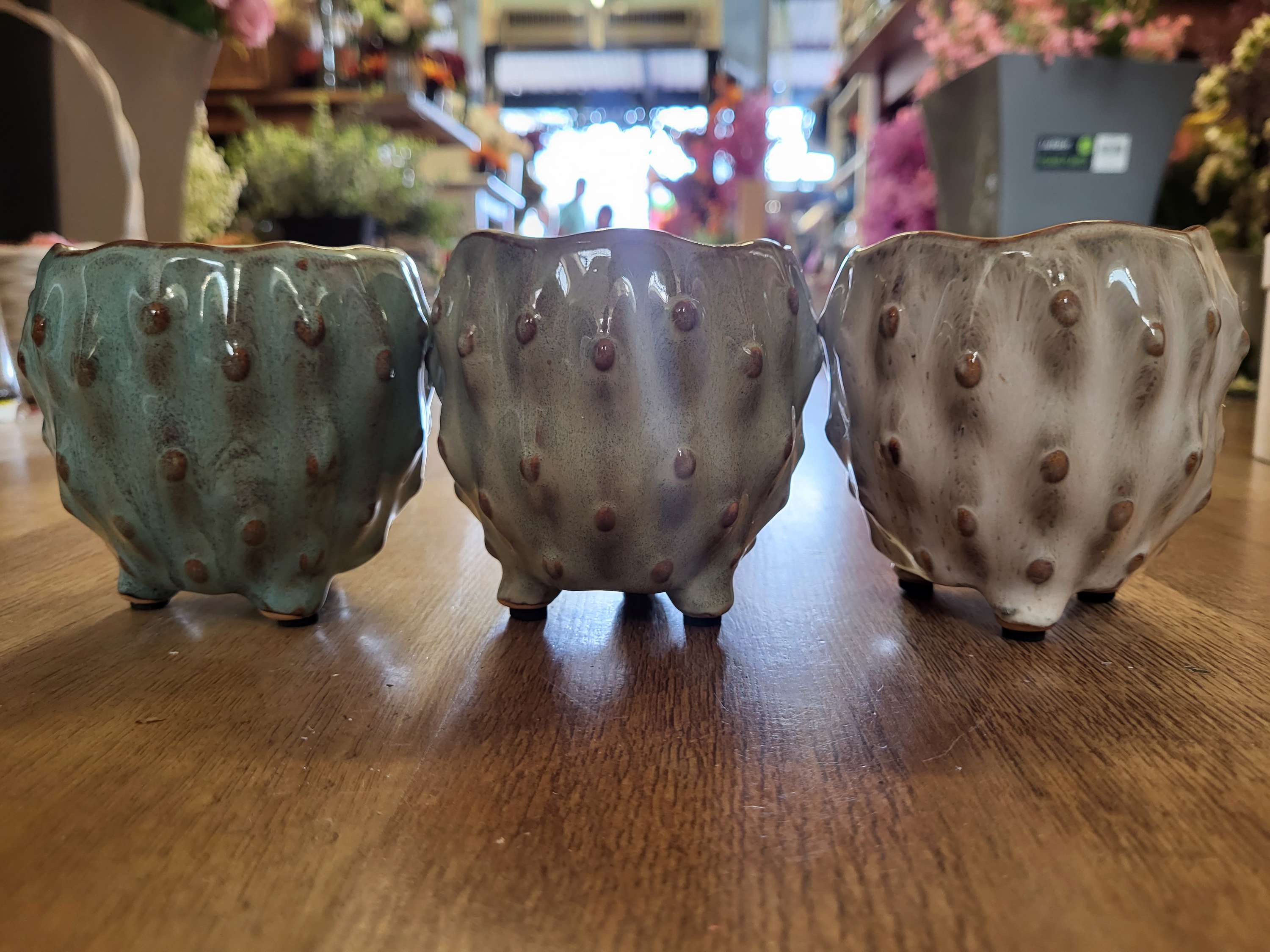 Set of 3 ceramic bobble pots - D10xH10cm image 0