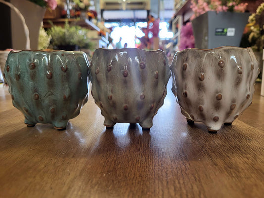 Set of 3 ceramic bobble pots - D10xH10cm image 0
