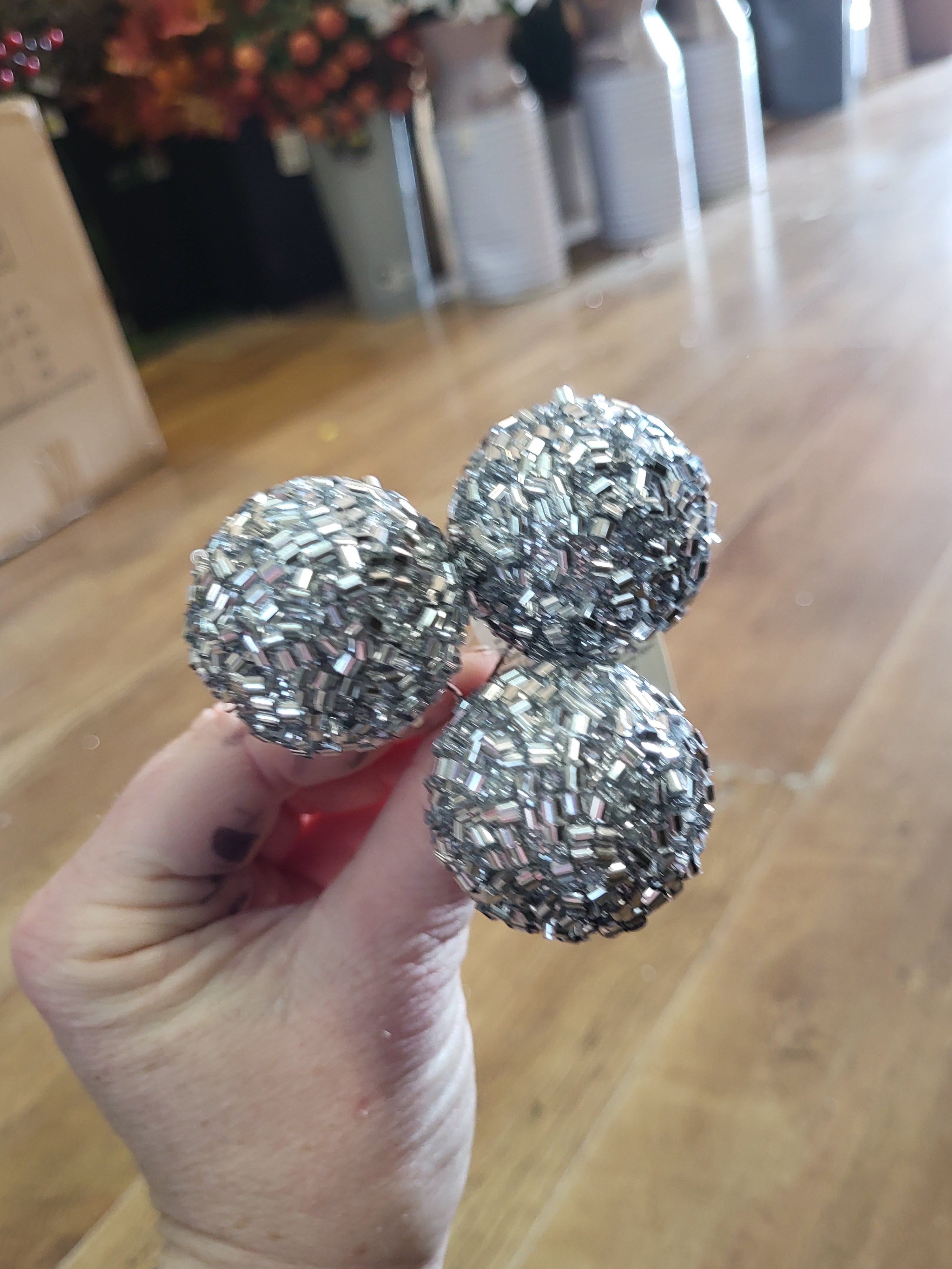 Silver beaded triple  bauble pick image 2