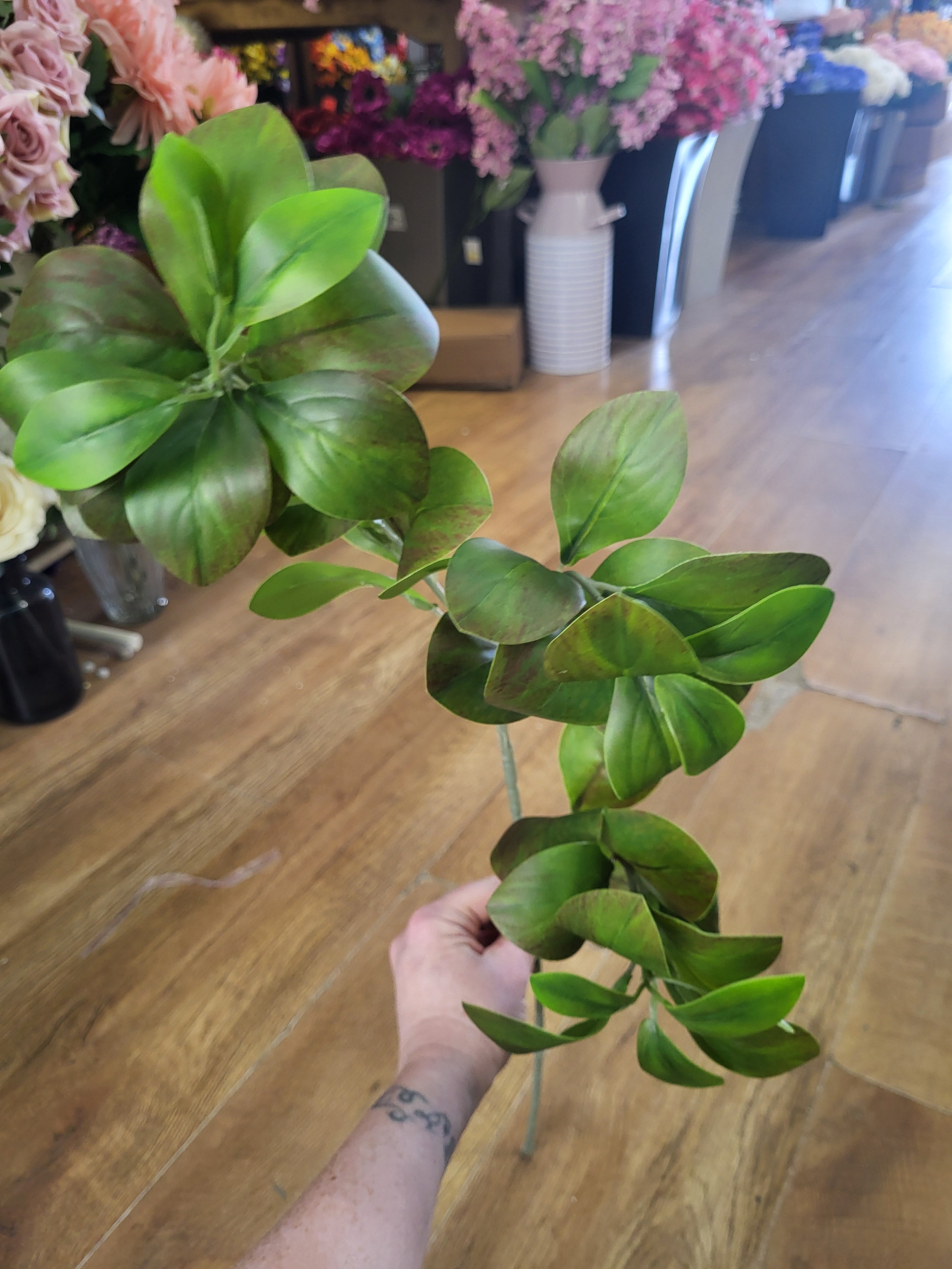 70cm tall uv resistant green/brown tint orange leaf spray image 0