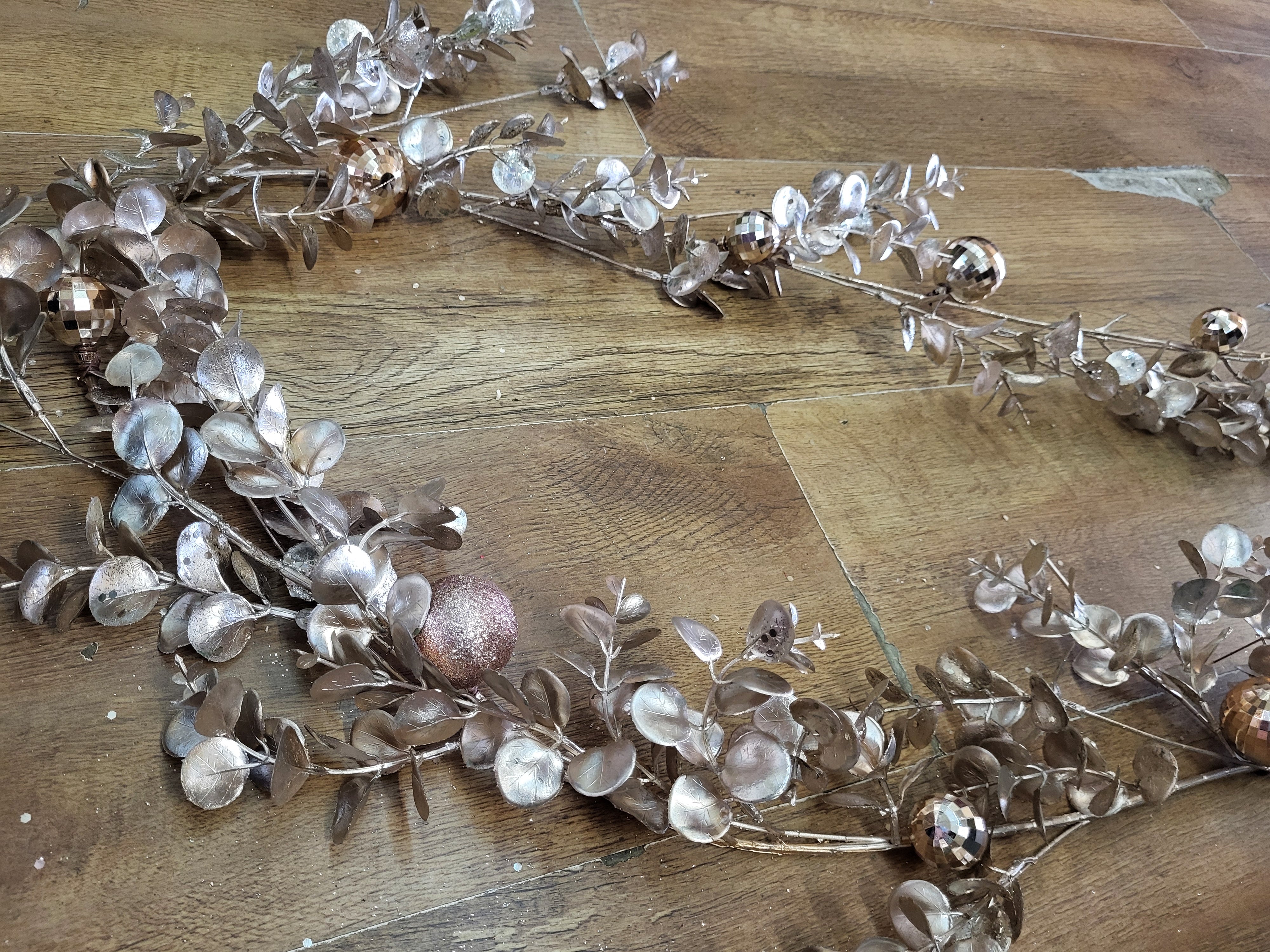 180cm Rose gold foliage and glitter ball/disco ball garland image 6