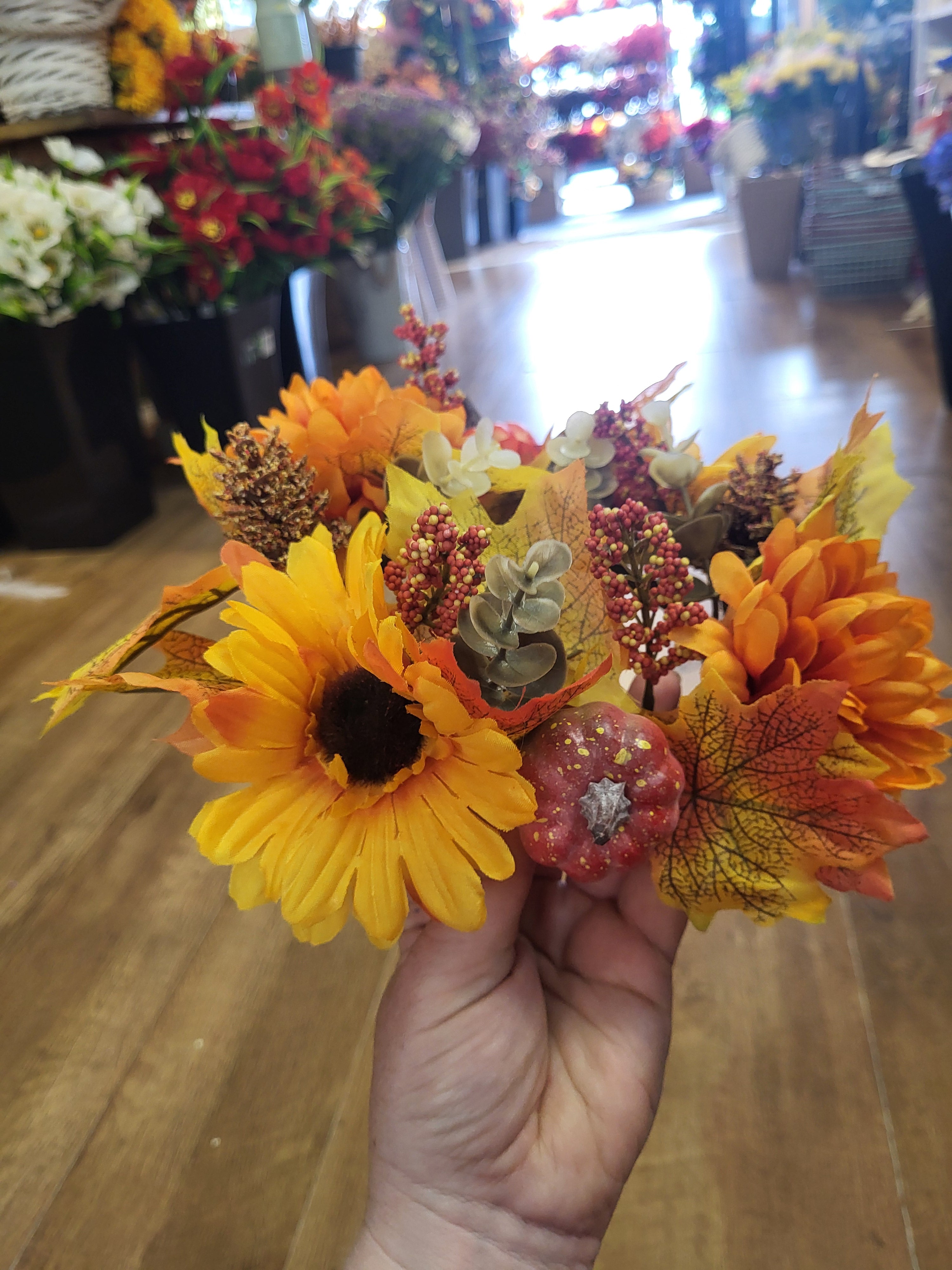 Autumn pumkin/flower/foliage mix candle ring - 2 colours/styles available image 4