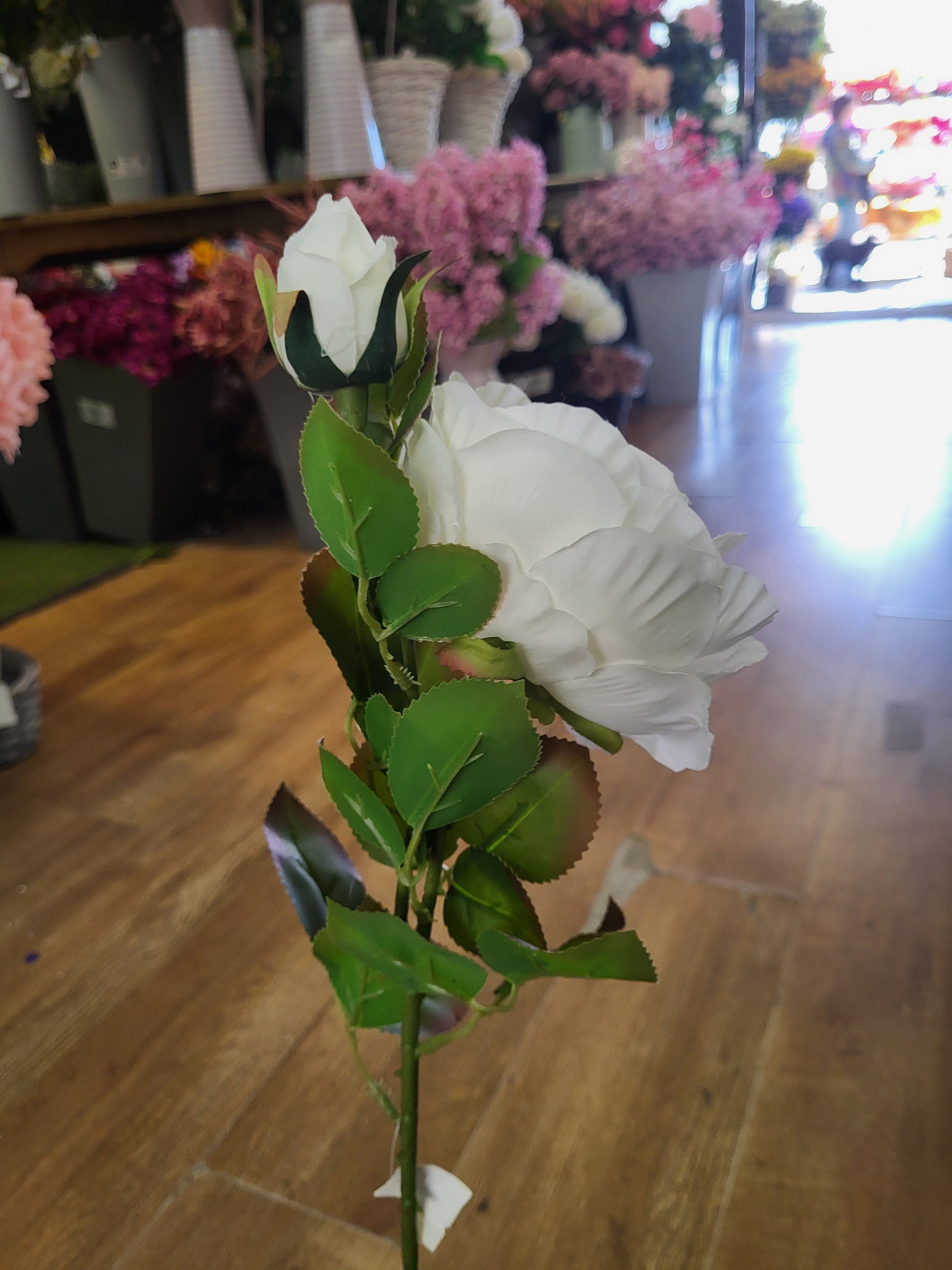 Long stem Ivory Ruffled rose spray image 1