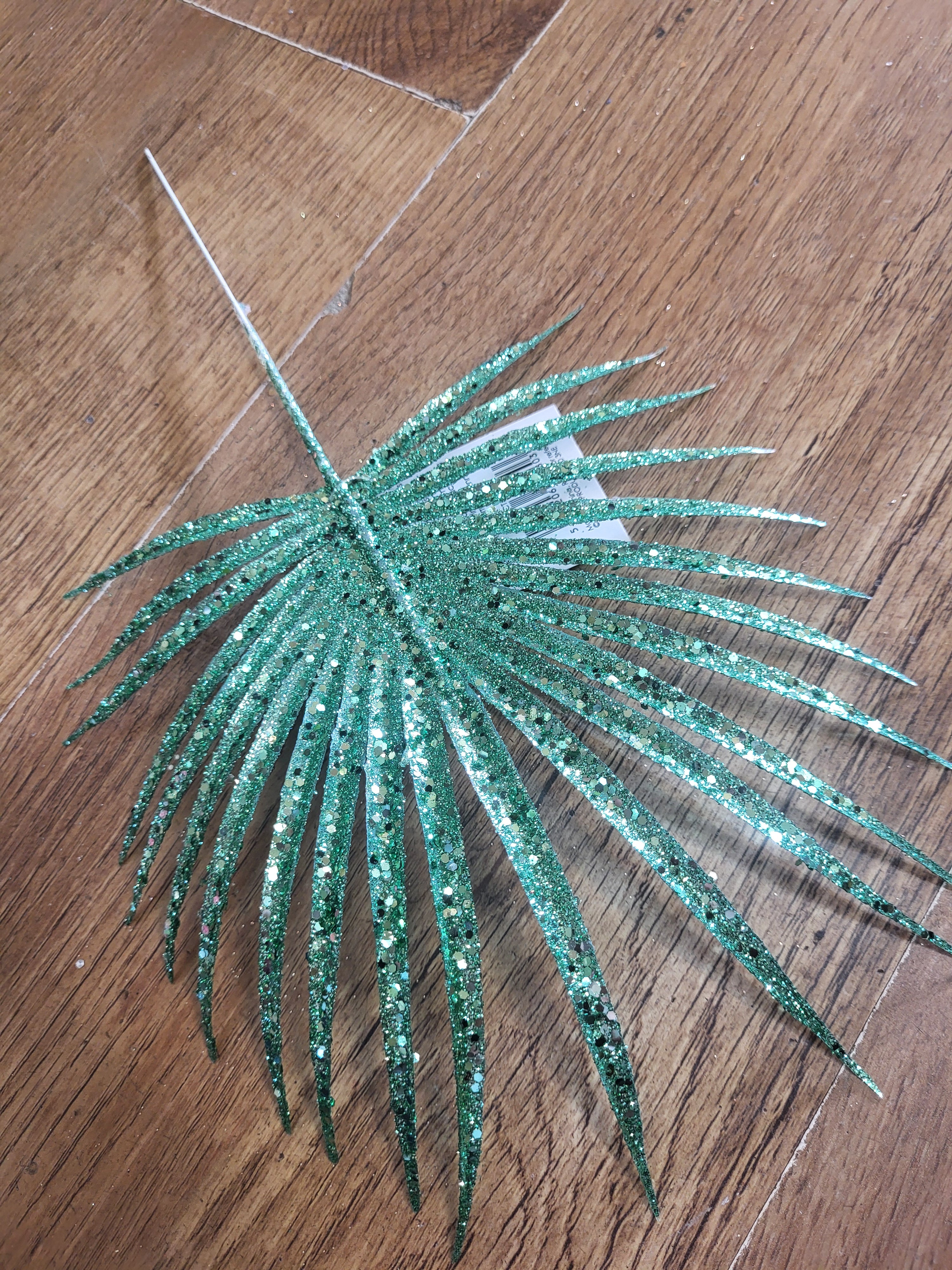 Green glittered palm leaf pick image 2
