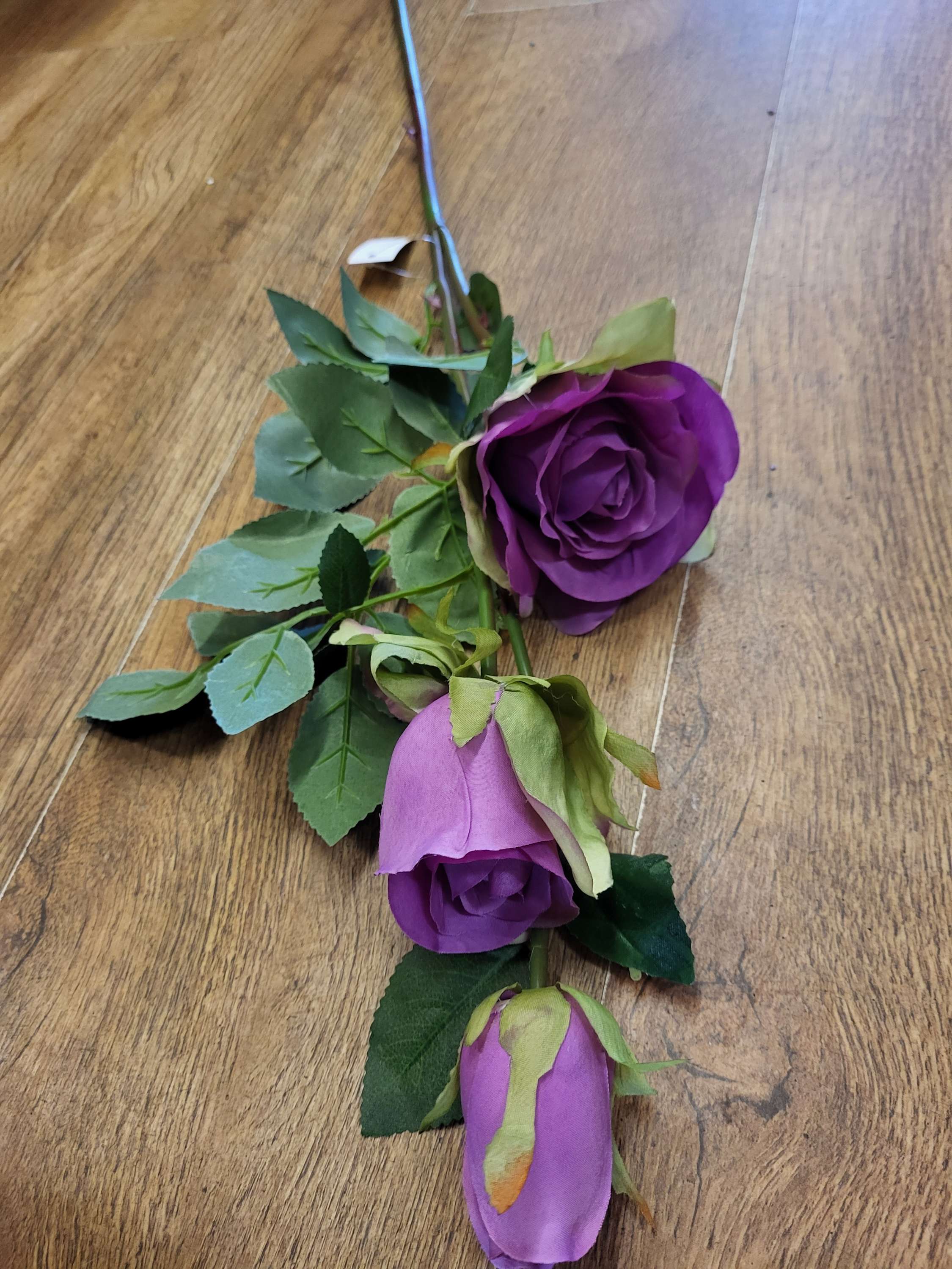 84cm long stem raspberry triple rose head stem image 0