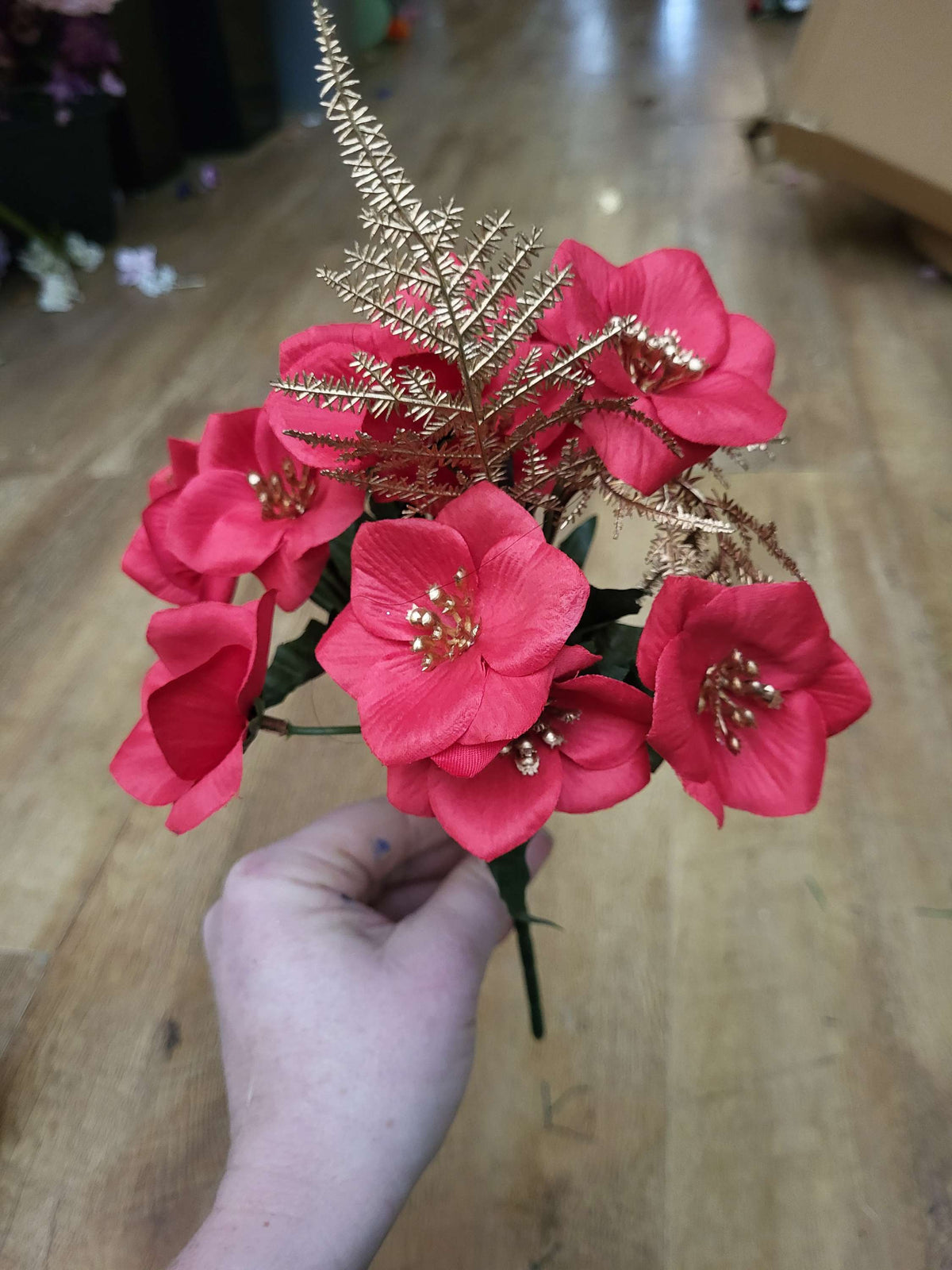 Christmas flower with metallic fern bunch - 4 colours available image 2