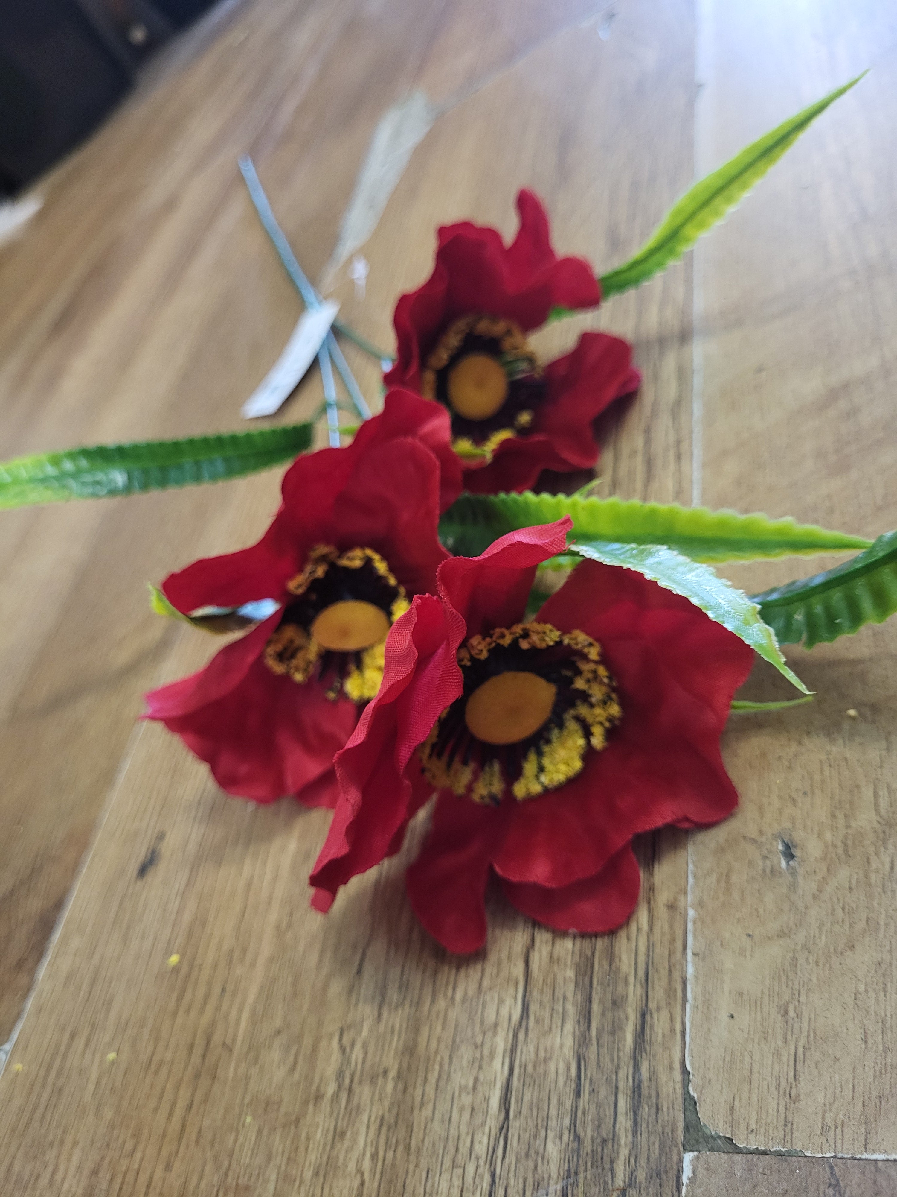 Long stem Poppy spray  - 3 colours available image 3