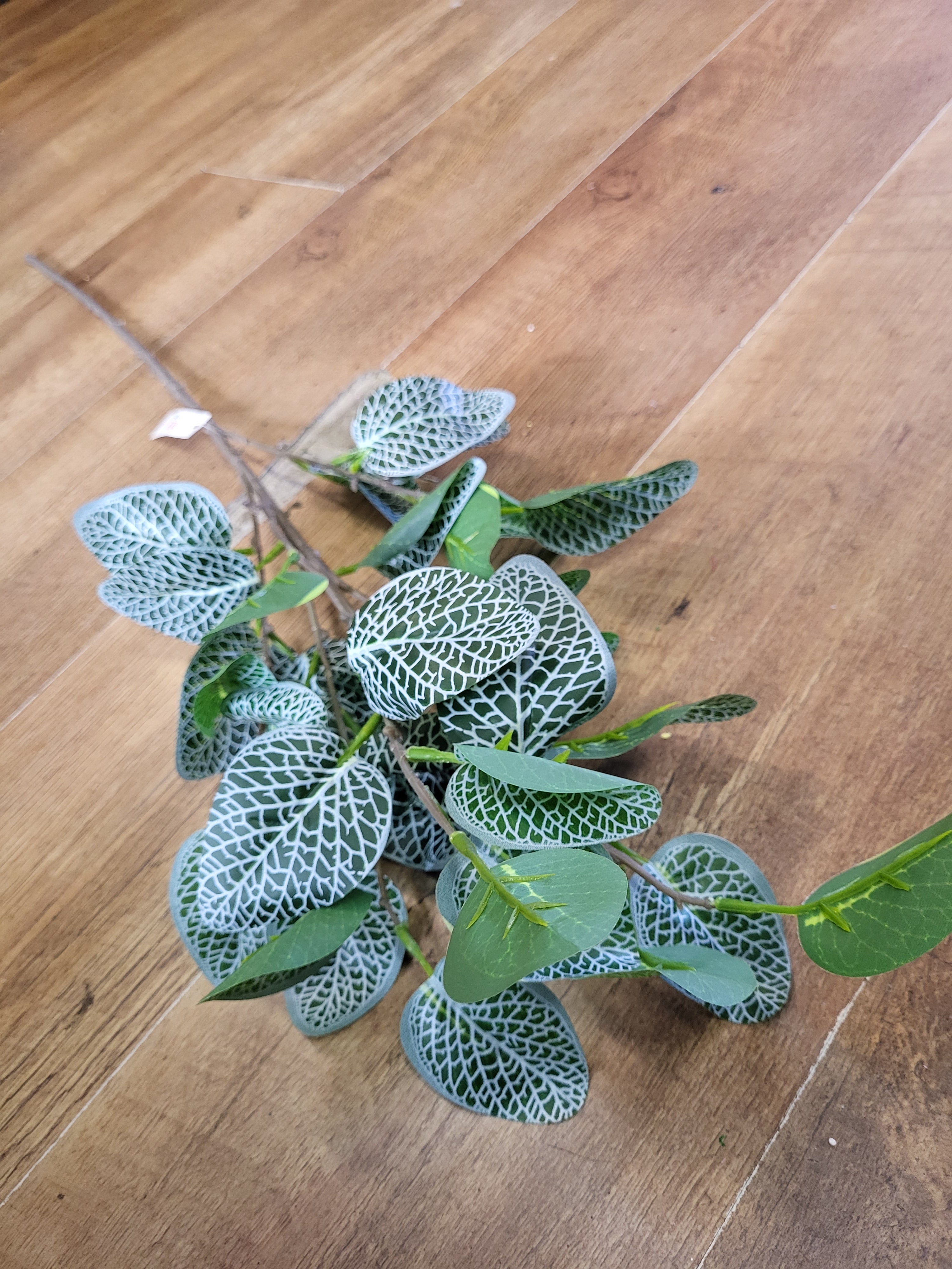 Long stem white and green printed leaf spray image 4