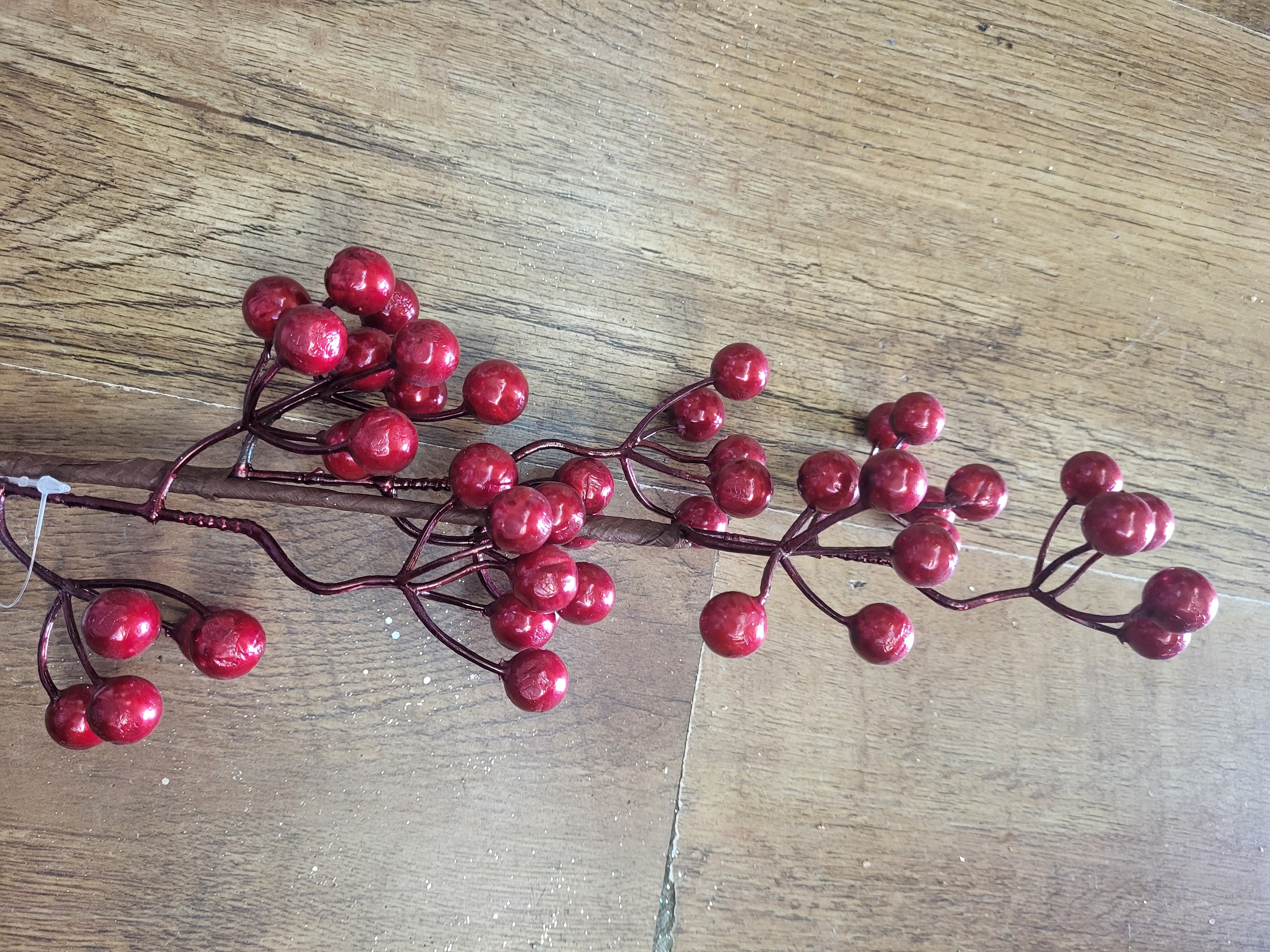 Long stem metallic look red berry stem image 3