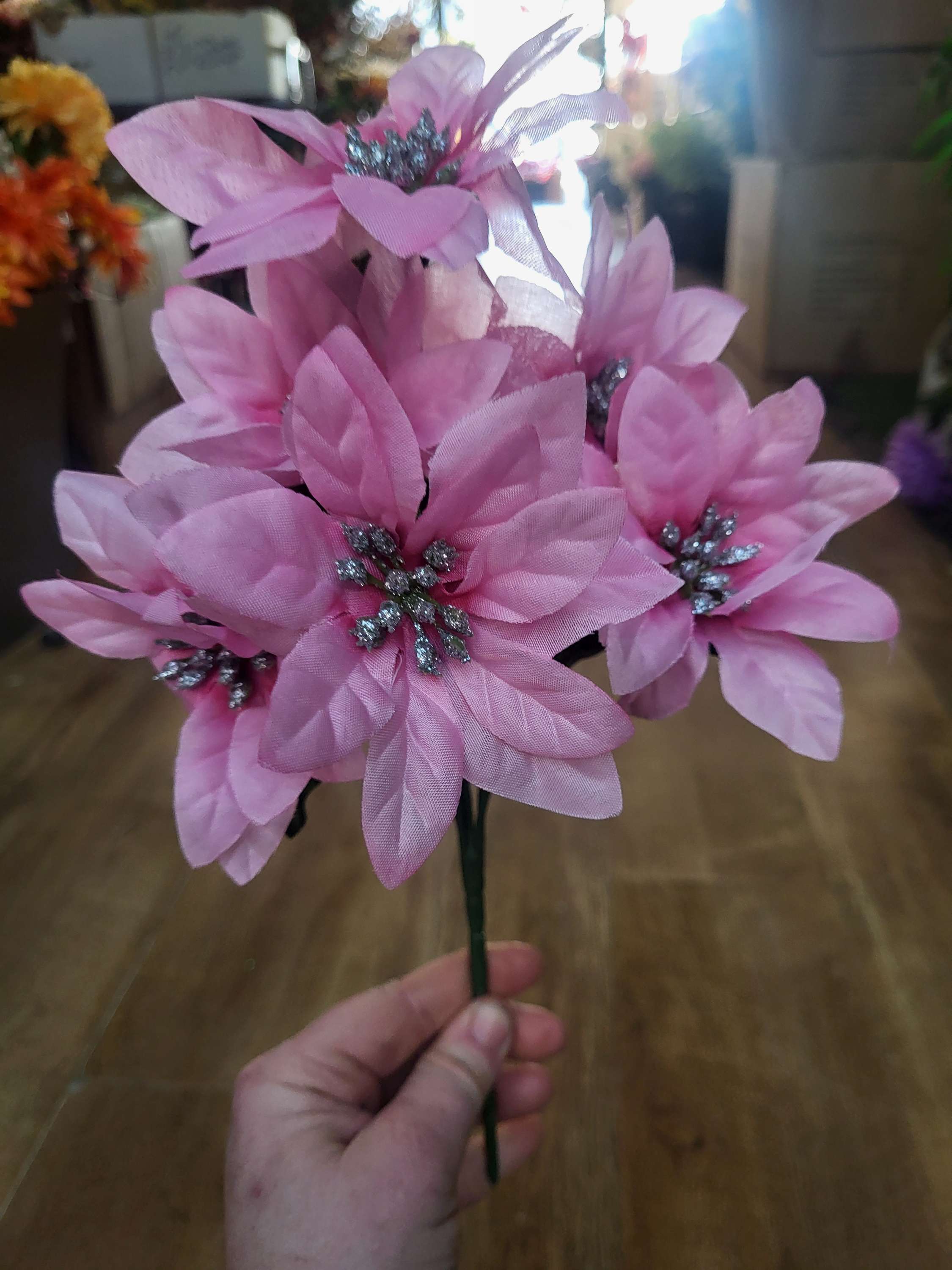 Poinsettia with glittered centre - 3 colours available image 2