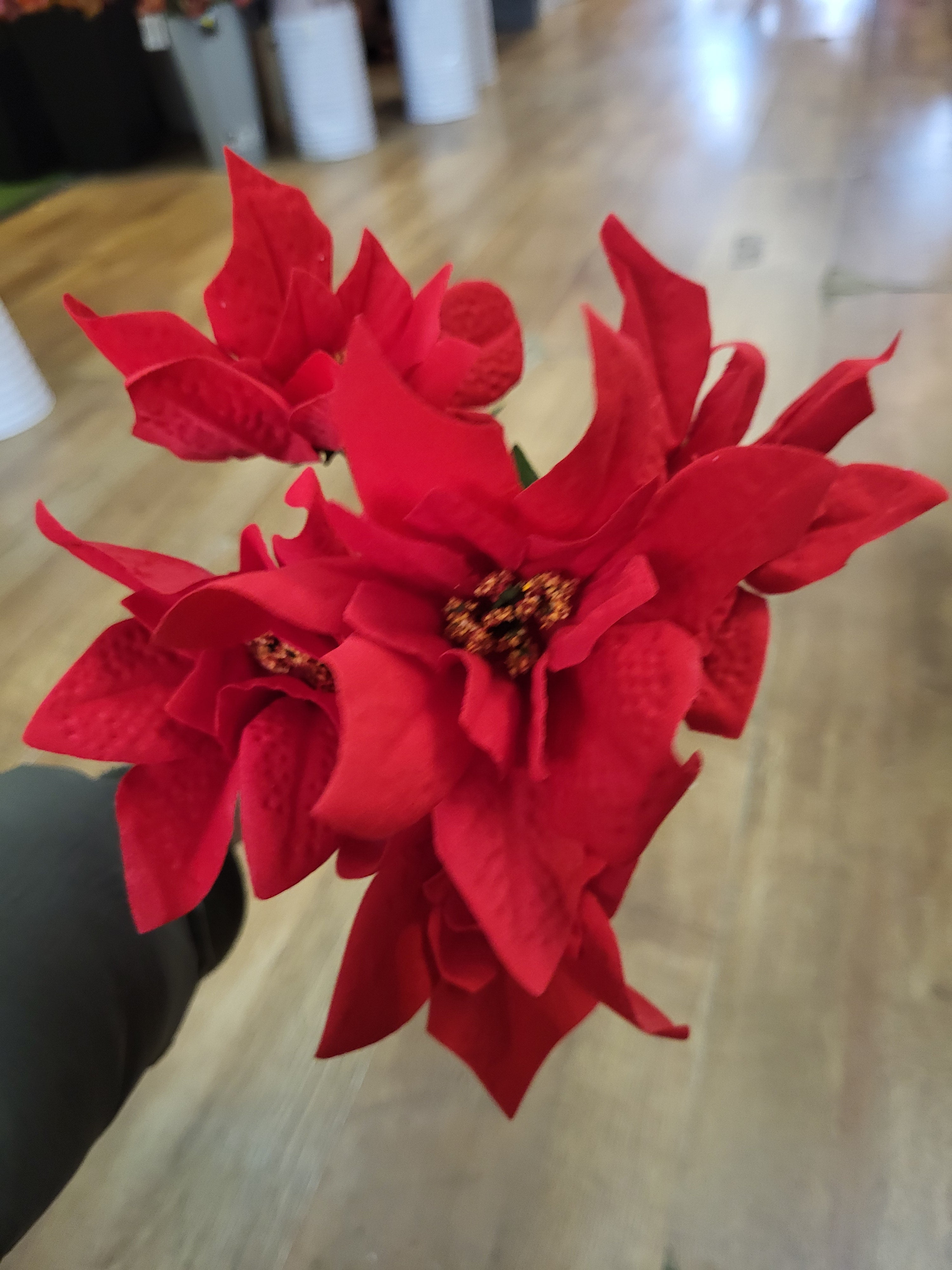 Tall red poinsettia bunch  image 0