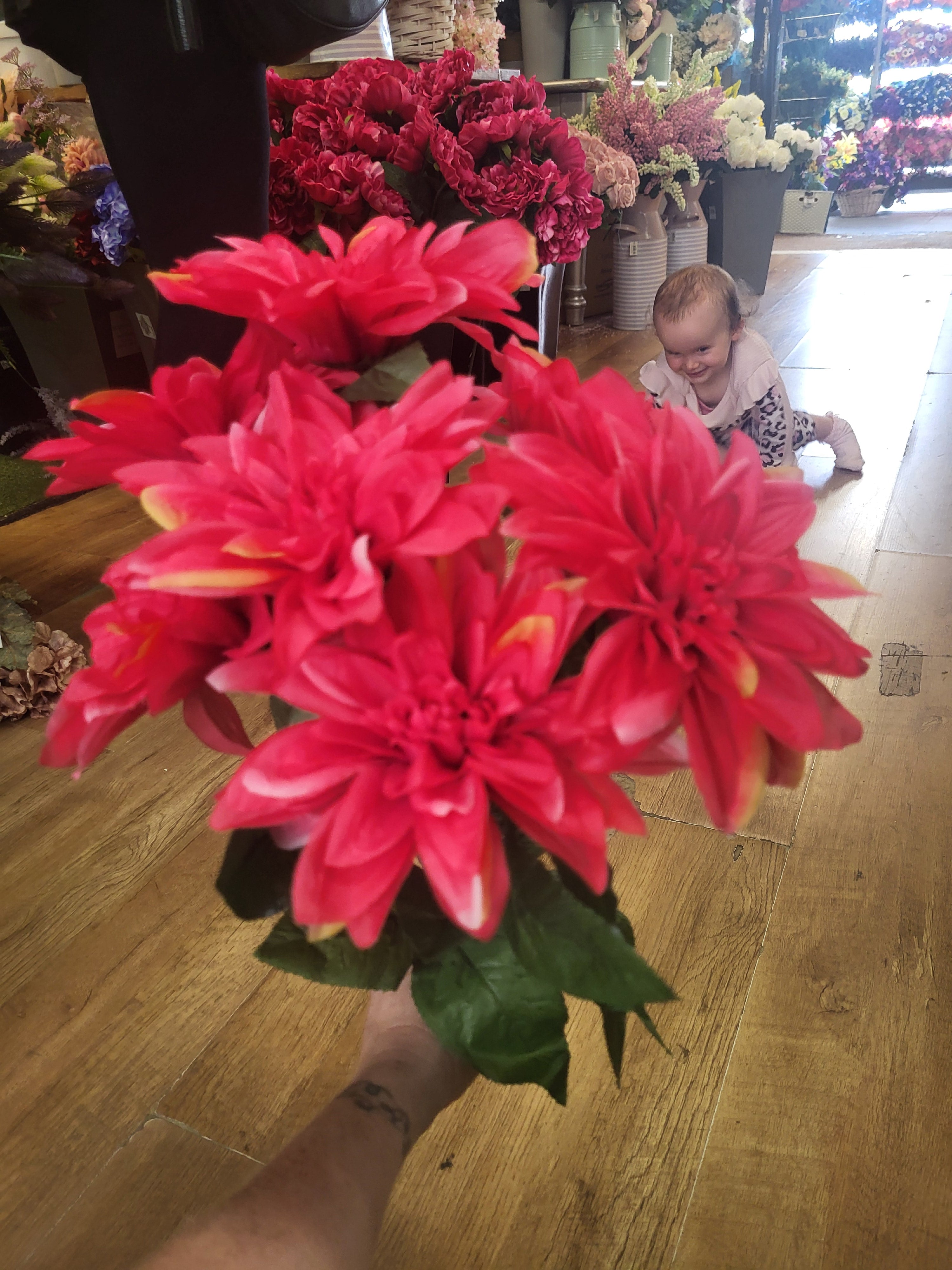 Large 7 headed hot pink monarch dahlia bunch image 2