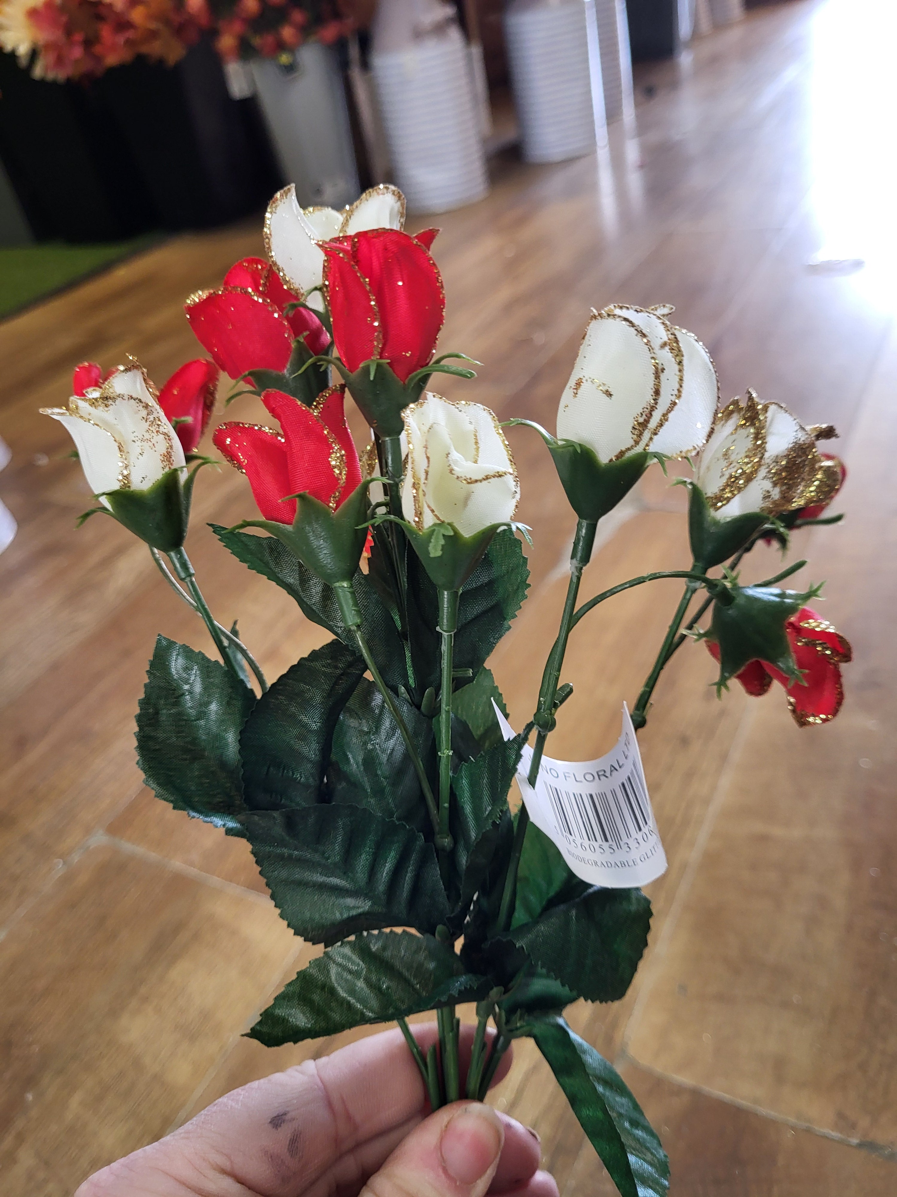 Glittered miniature rose bunches - 4 colours available image 5