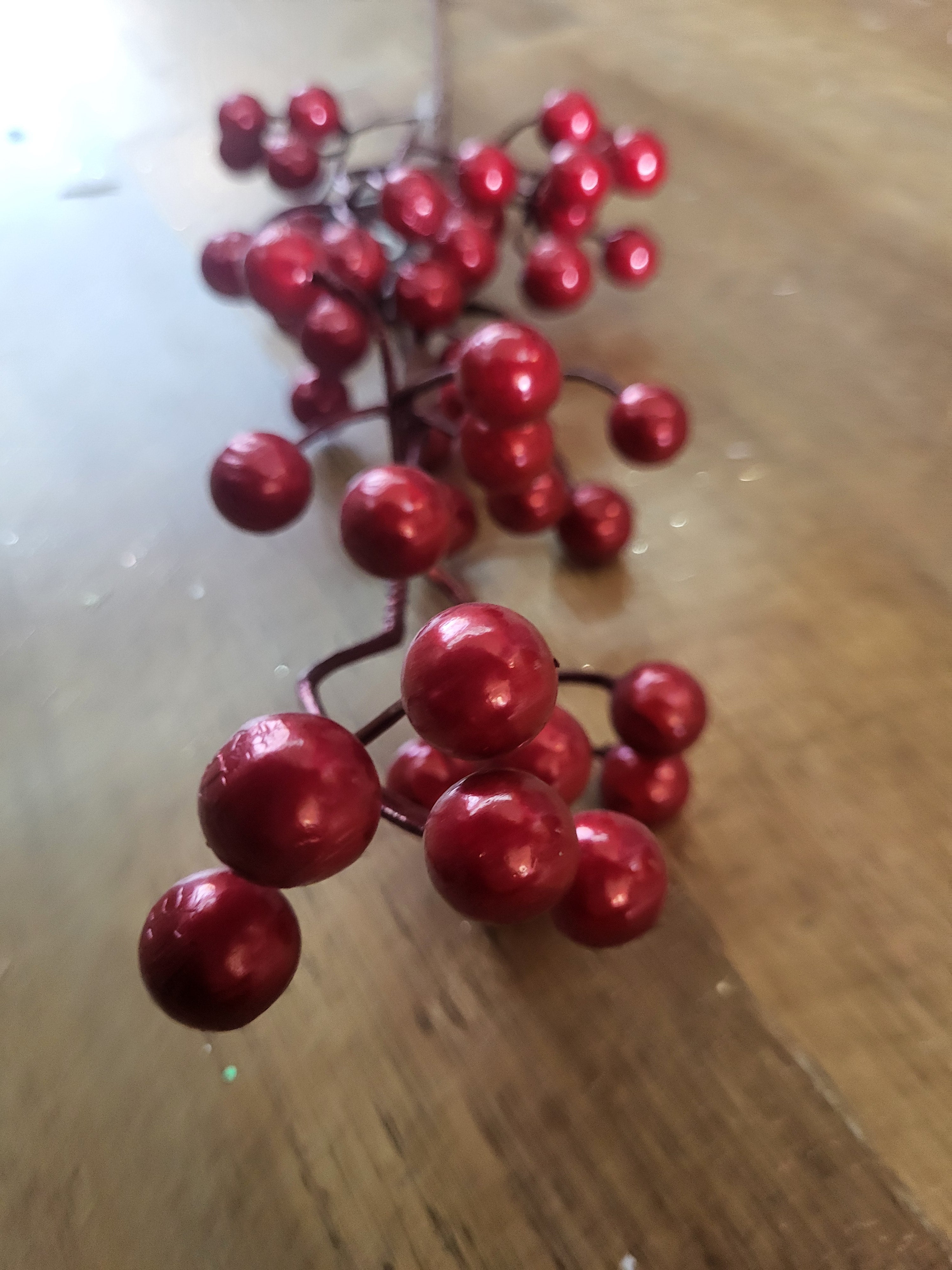 Long stem metallic look red berry stem image 2