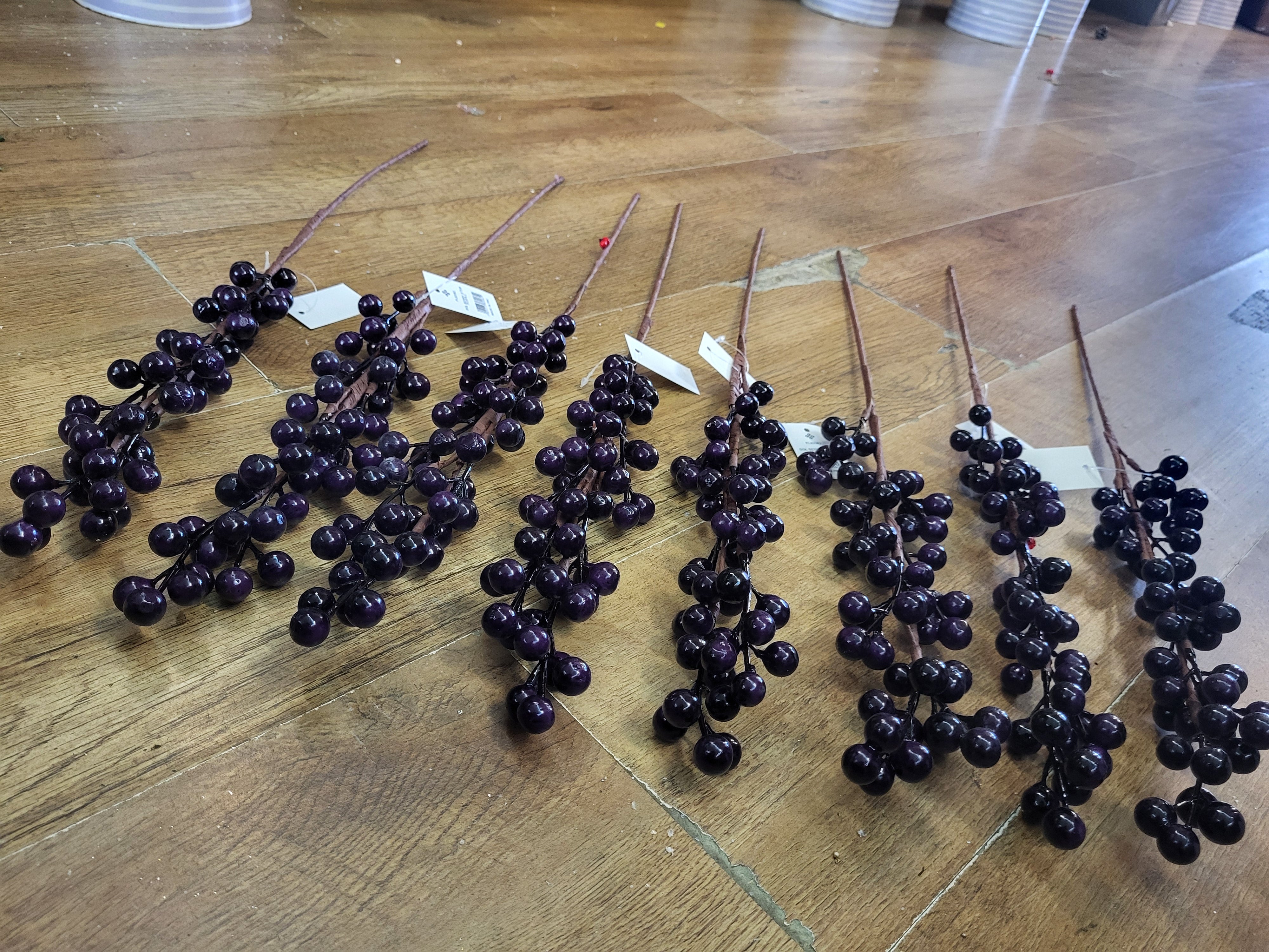 Bundle of 8 dark purple berry stems image 1
