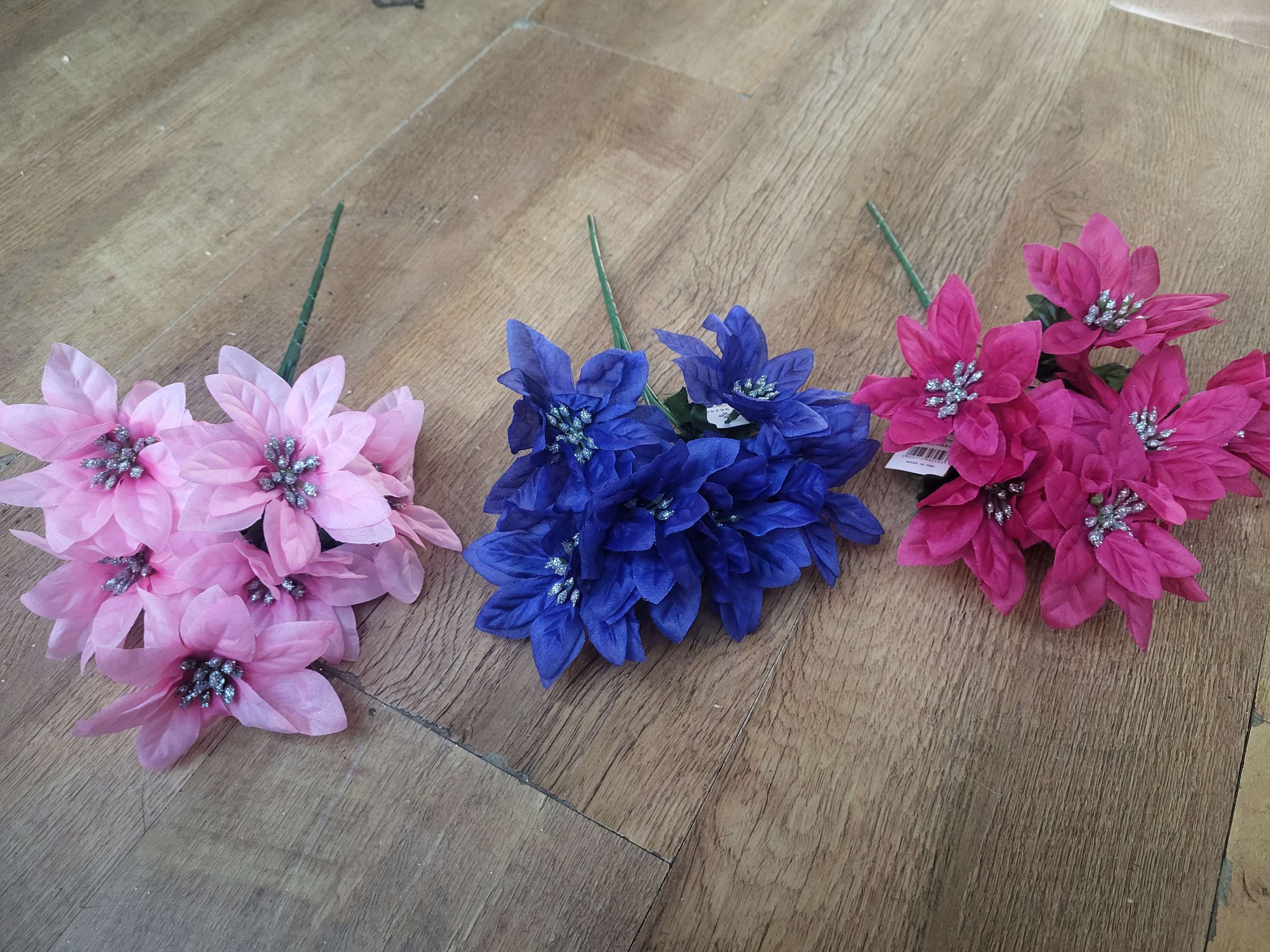 Poinsettia with glittered centre - 3 colours available image 0