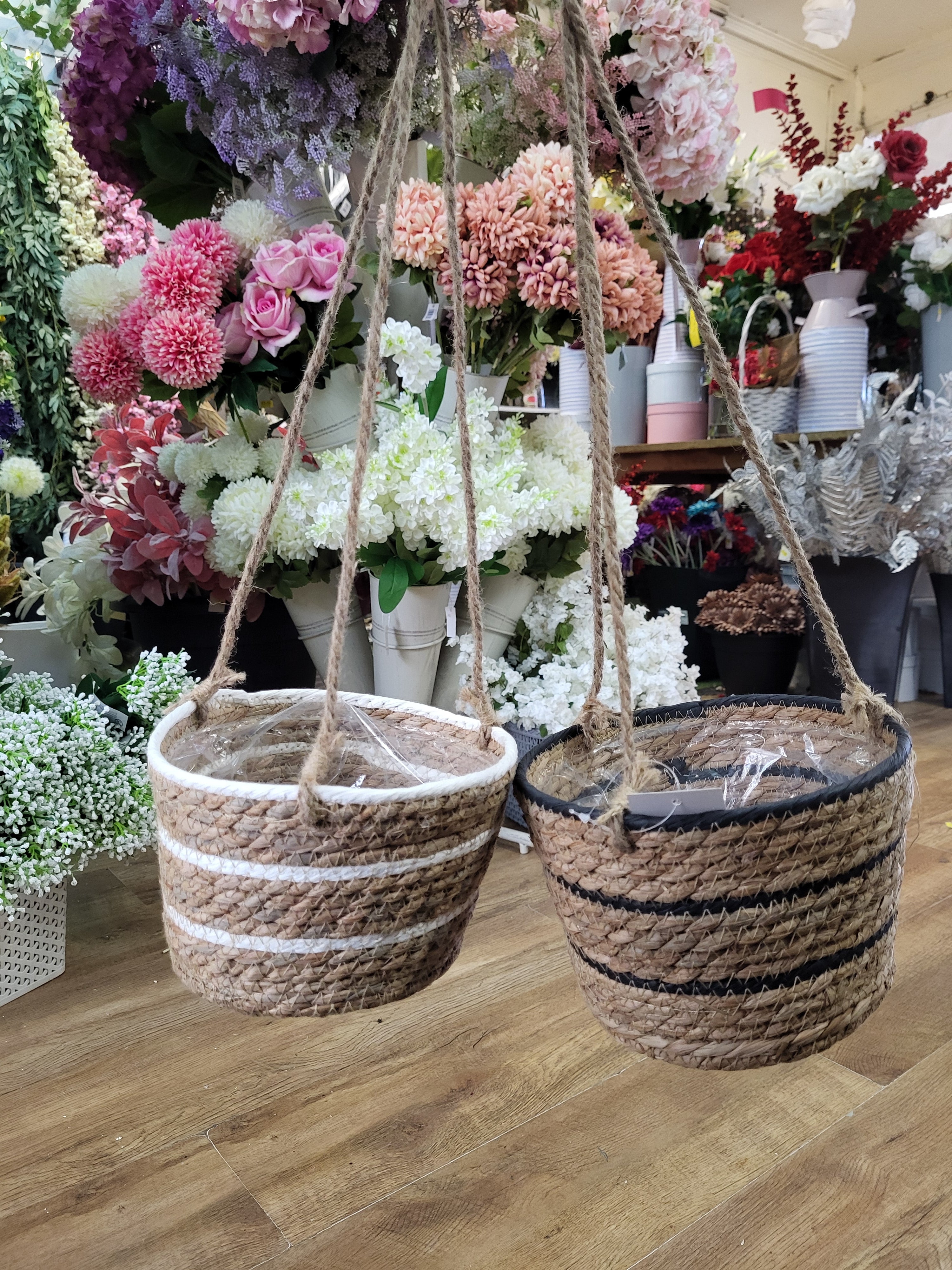 Natural Reed hanging baskets(62x21x40cm) - 2 colours available image 0