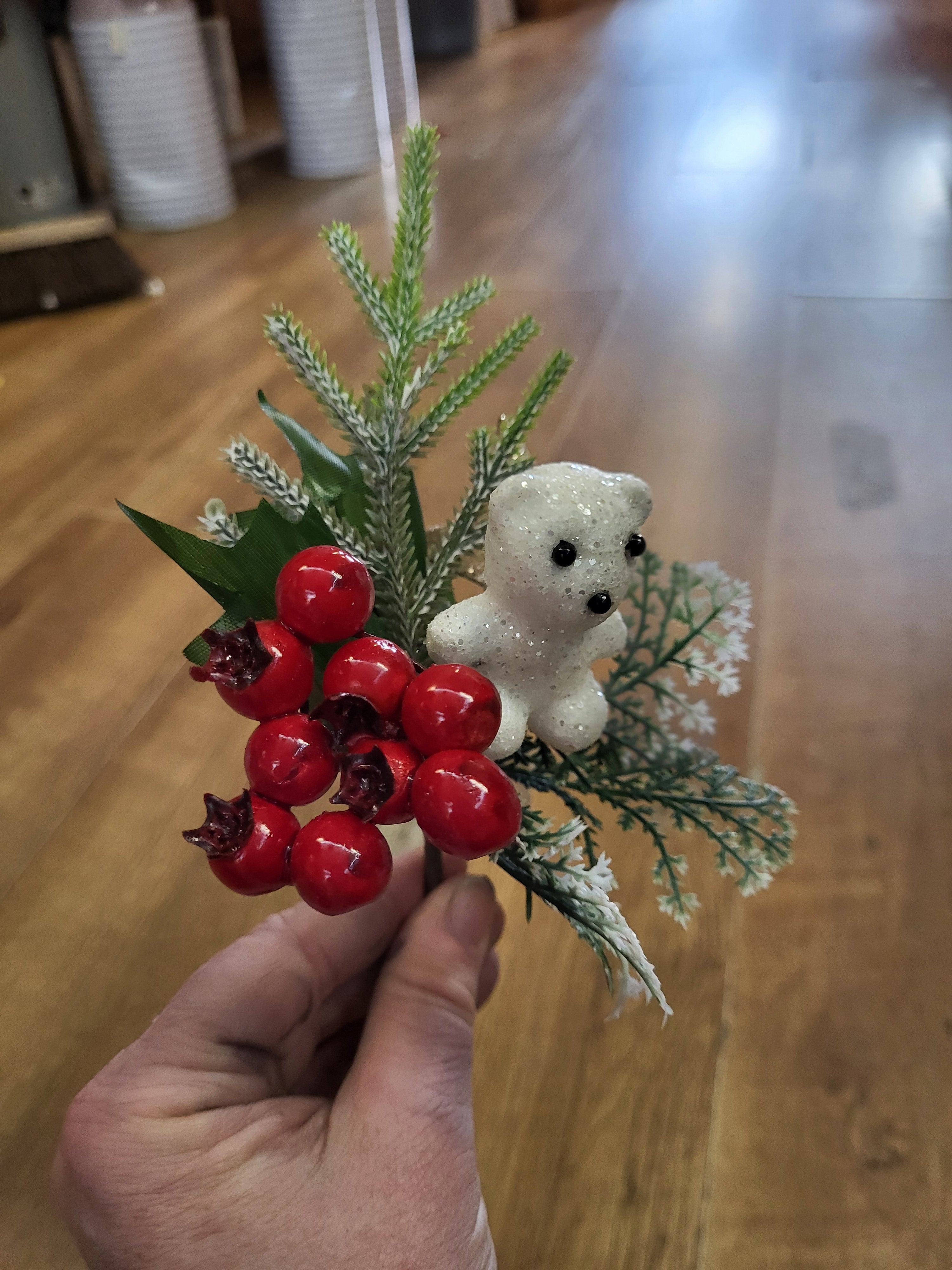 Teddy bear and red berries pick image 1