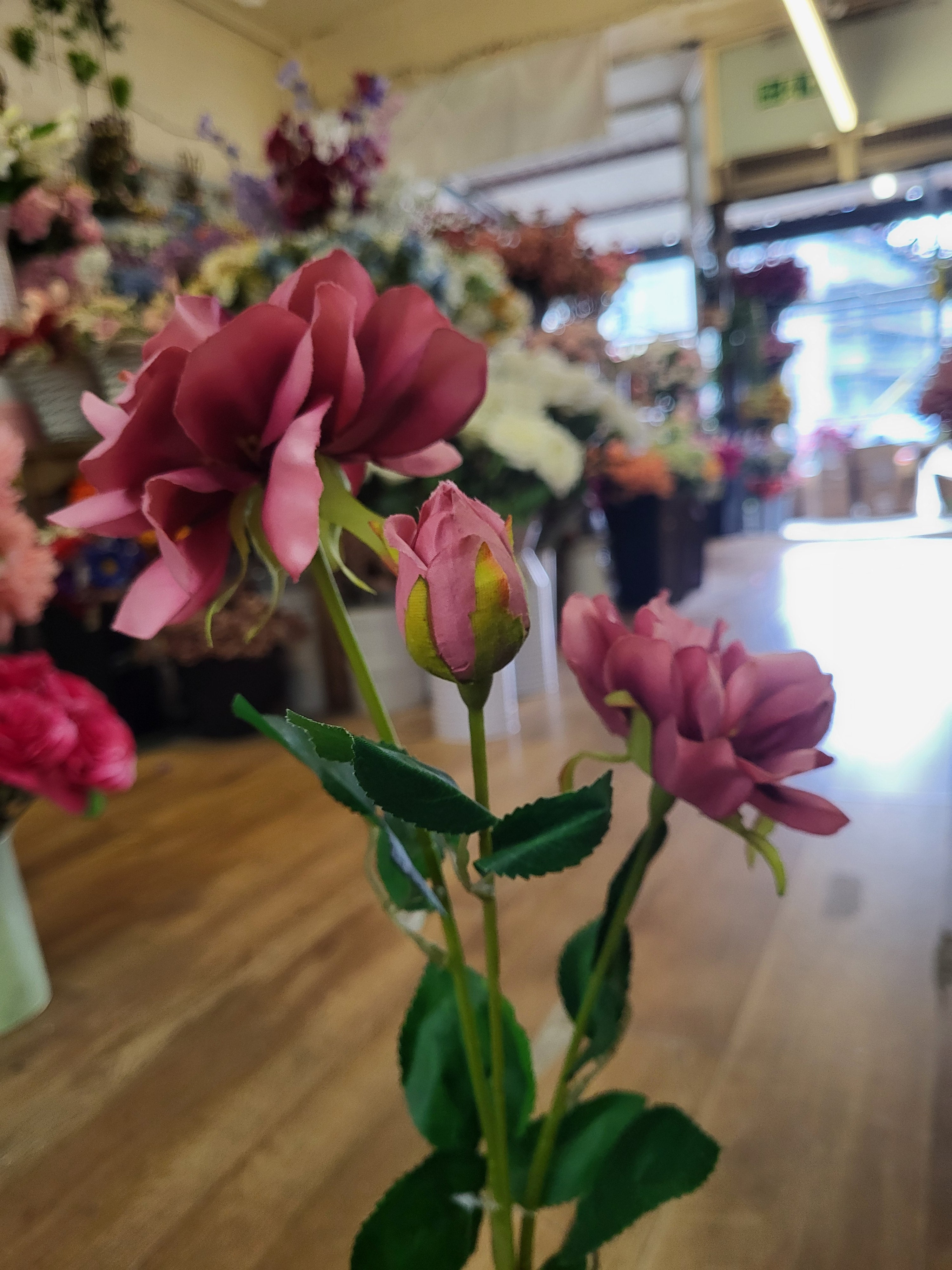 Long stem blush pink waterlily Dahlia spray image 3