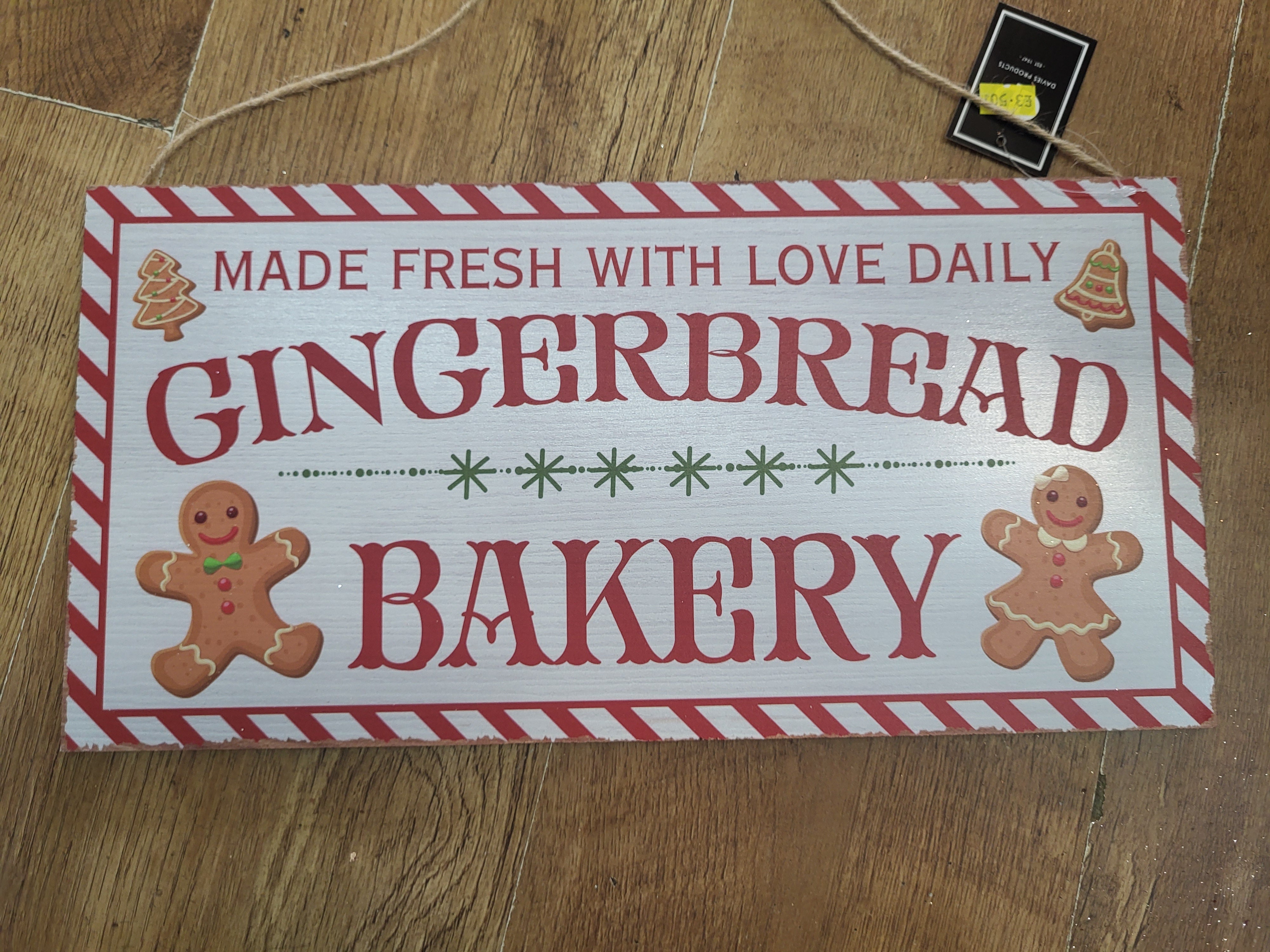 40cm x 20cm hanging wooden gingerbread bakery sign image 1