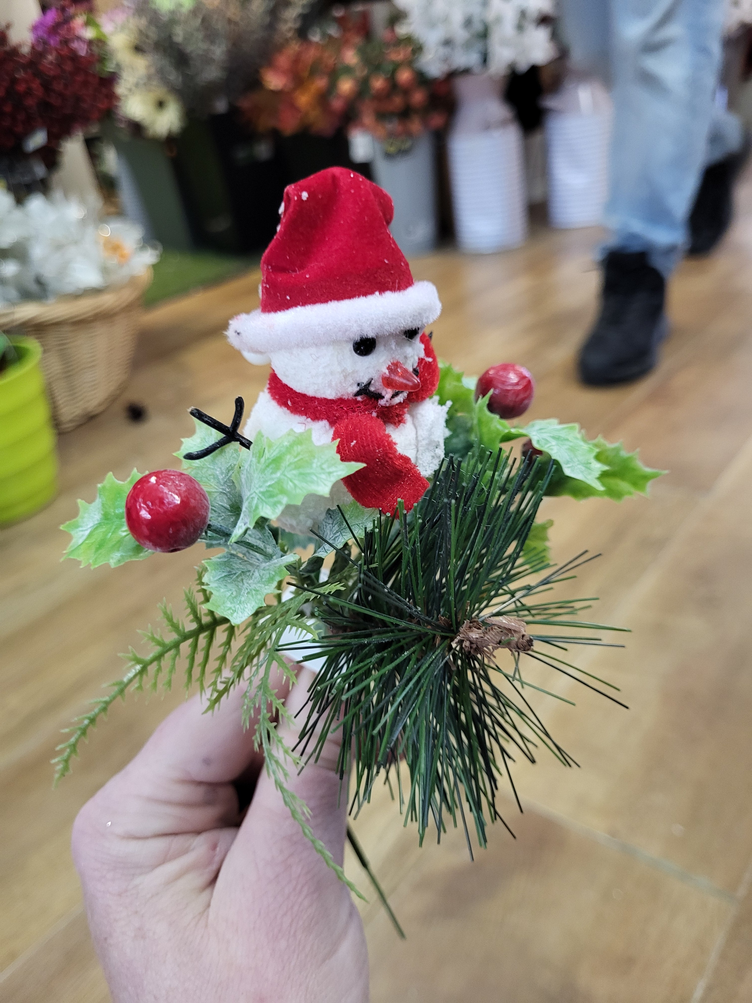 Snowman in a santa hat pick image 2