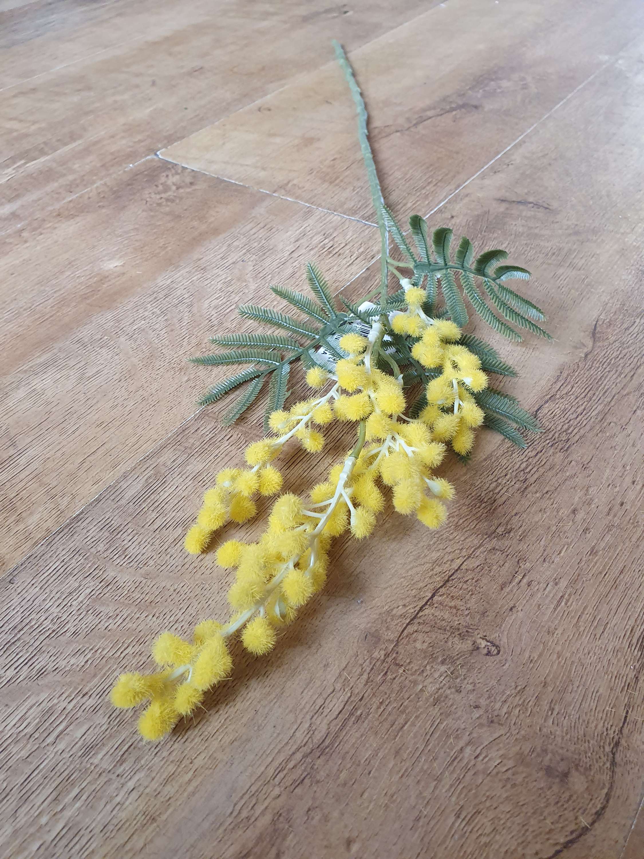 Flocked Yellow Mimosa Stem  image 0