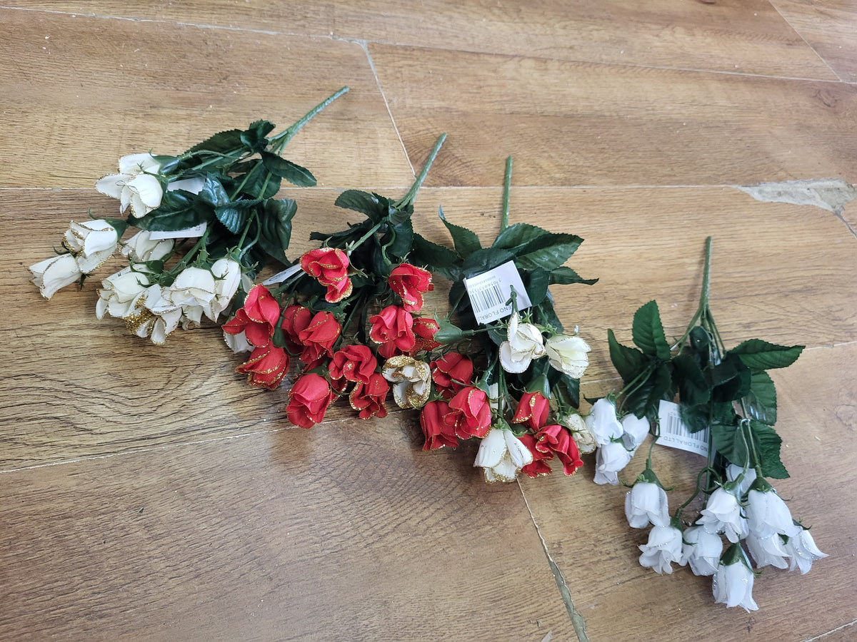 Glittered miniature rose bunches - 4 colours available image 0