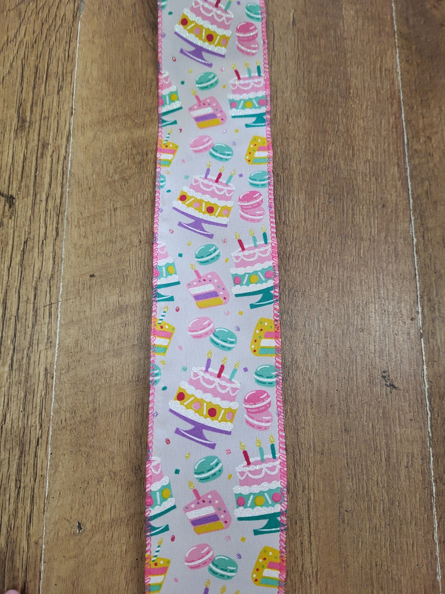 Birthday cake wired ribbon  - 10 metres image 0
