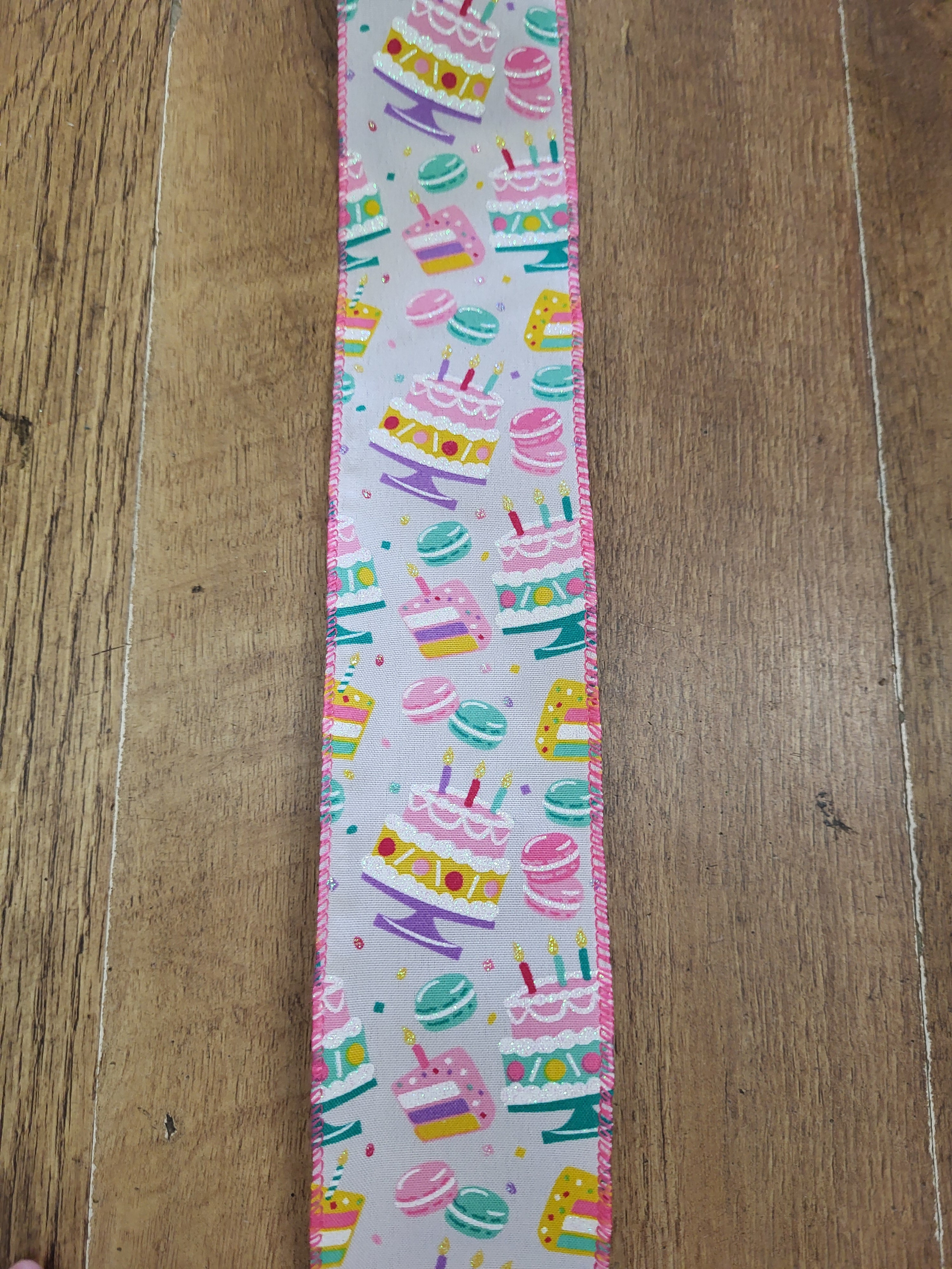 Birthday cake wired ribbon  - 10 metres image 0