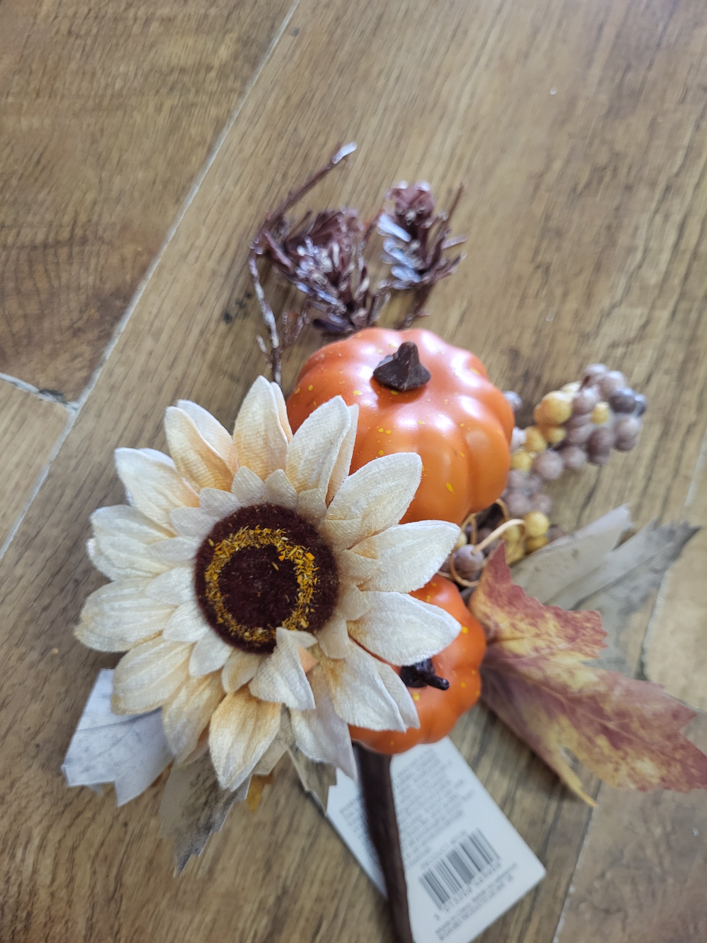 38cm luxury orange pumpkin pick with velvet sunflower image 4