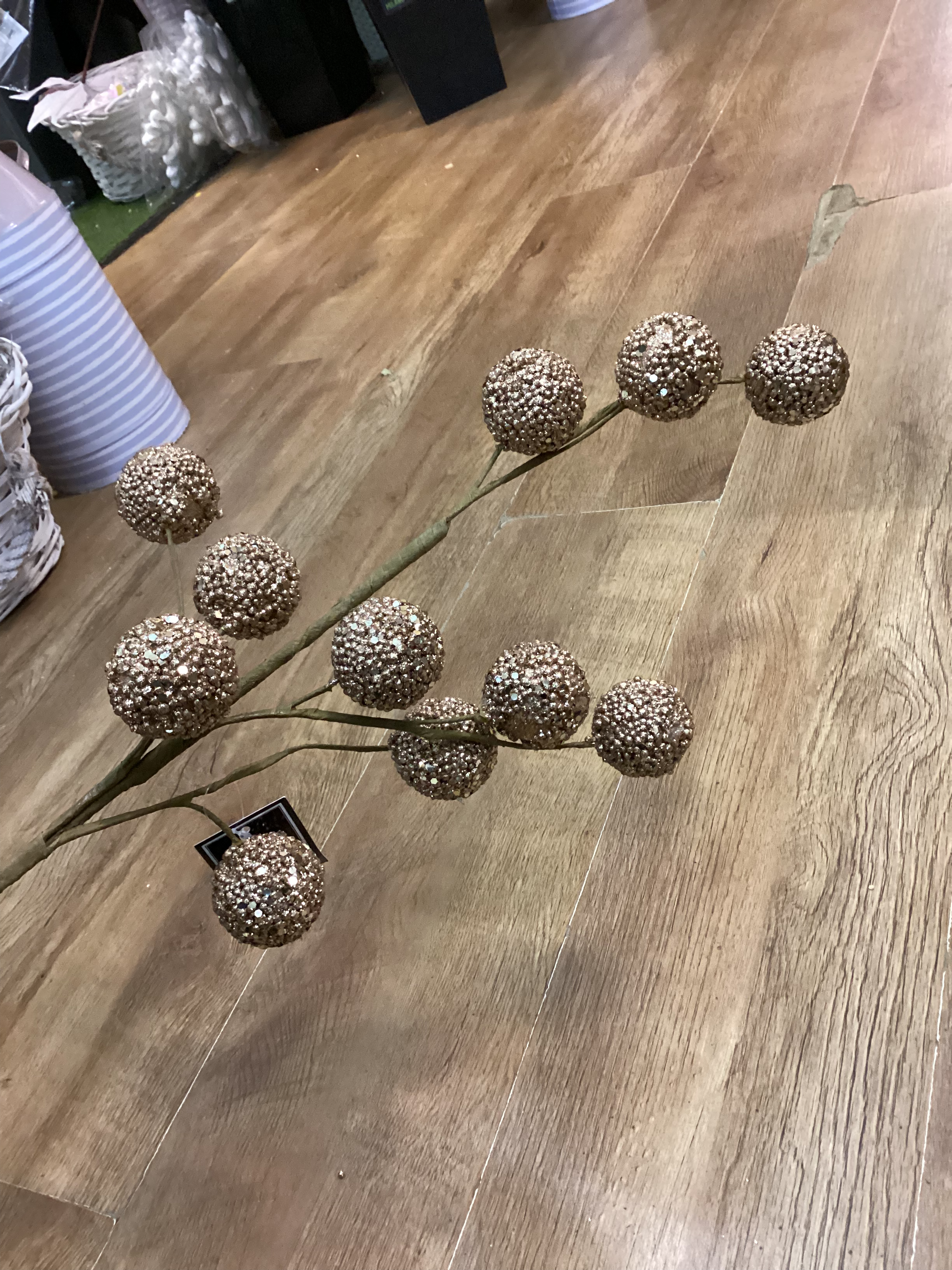 Long stem elegant gold bauble spray image 2