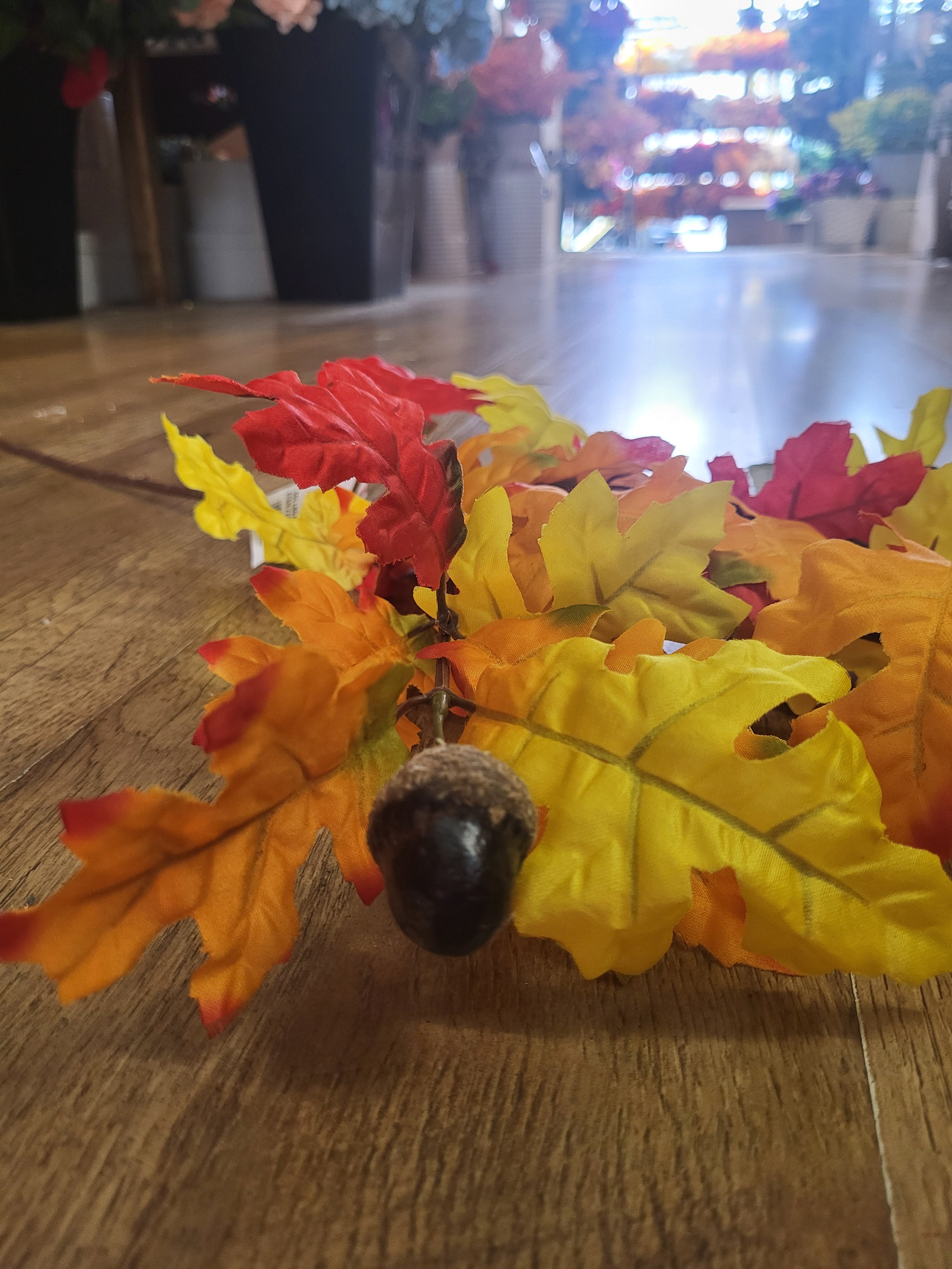 Long stem red/orange/yellow acorn spray image 4