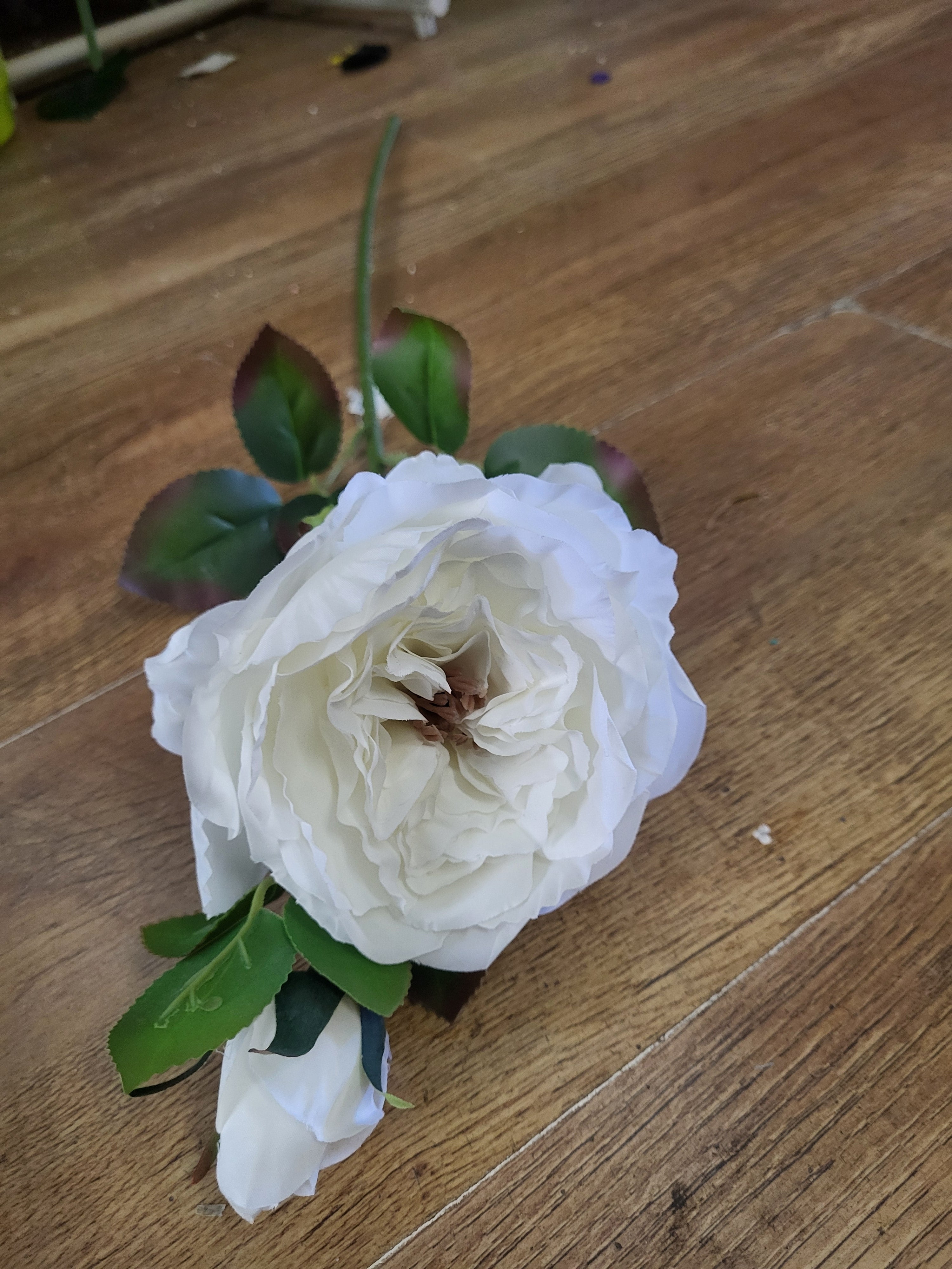 Long stem Ivory Ruffled rose spray image 2