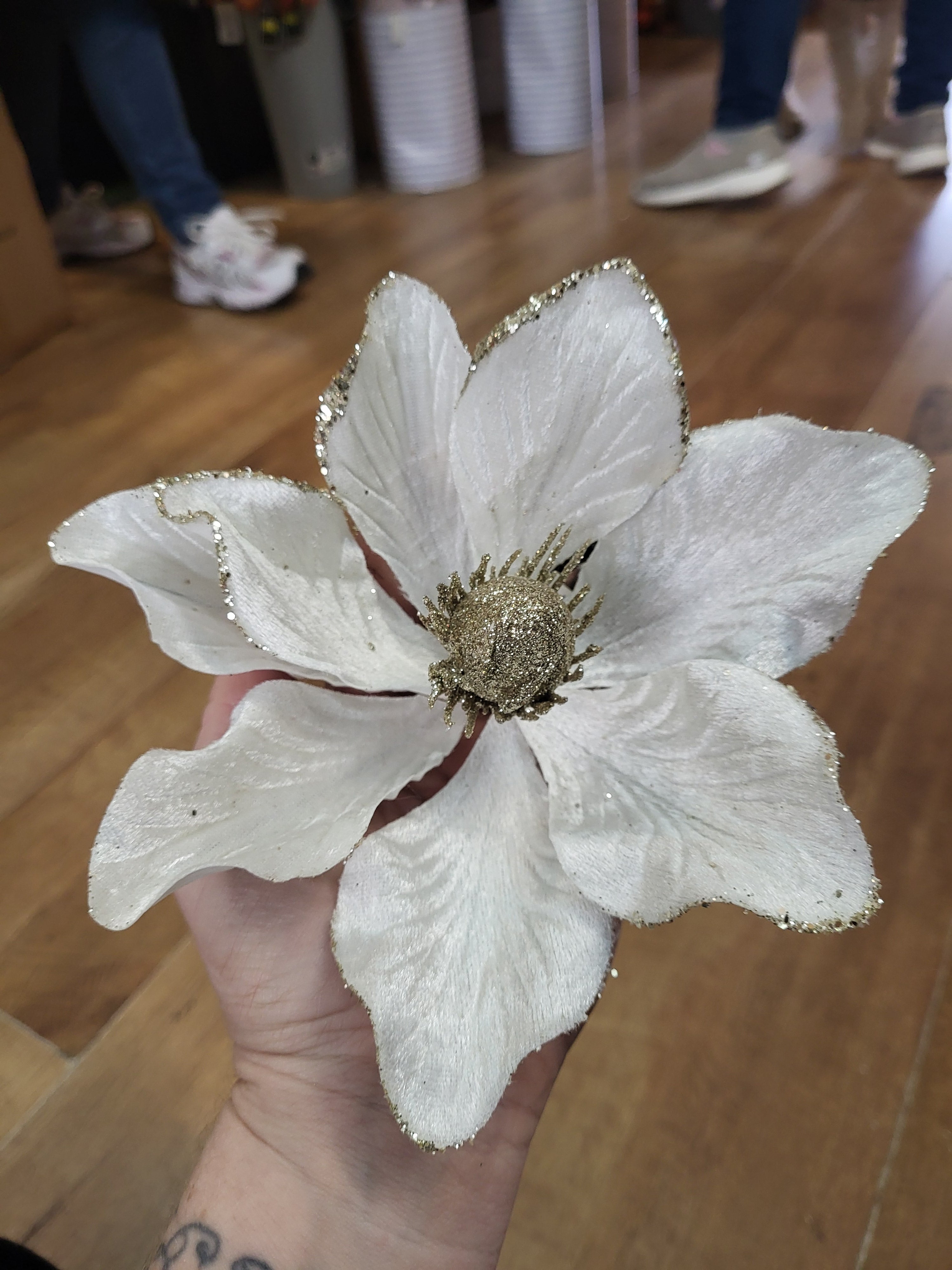 Cream and gold magnolia pick image 0