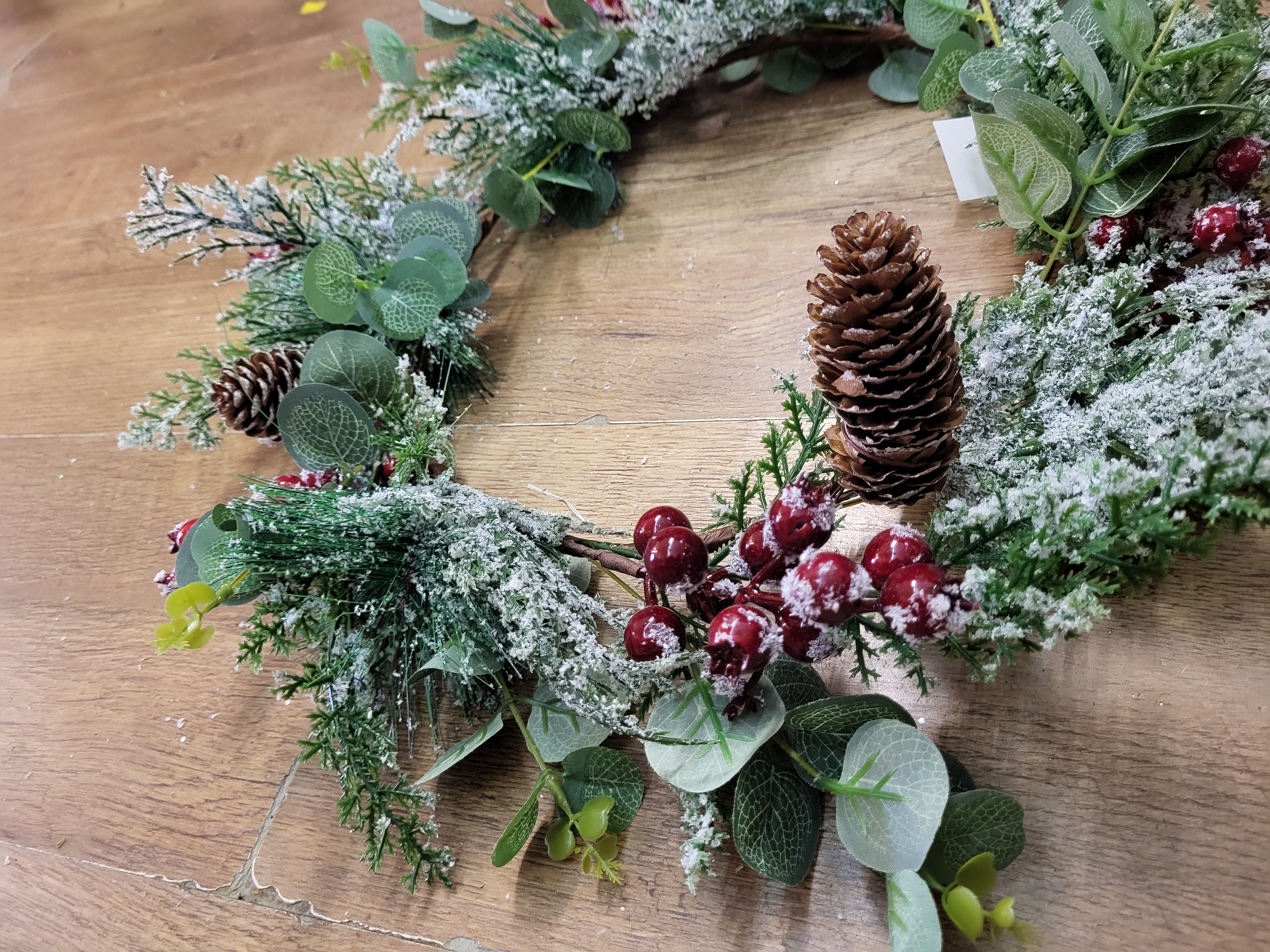 50cm snowy cones, berries and foliage wreath image 1