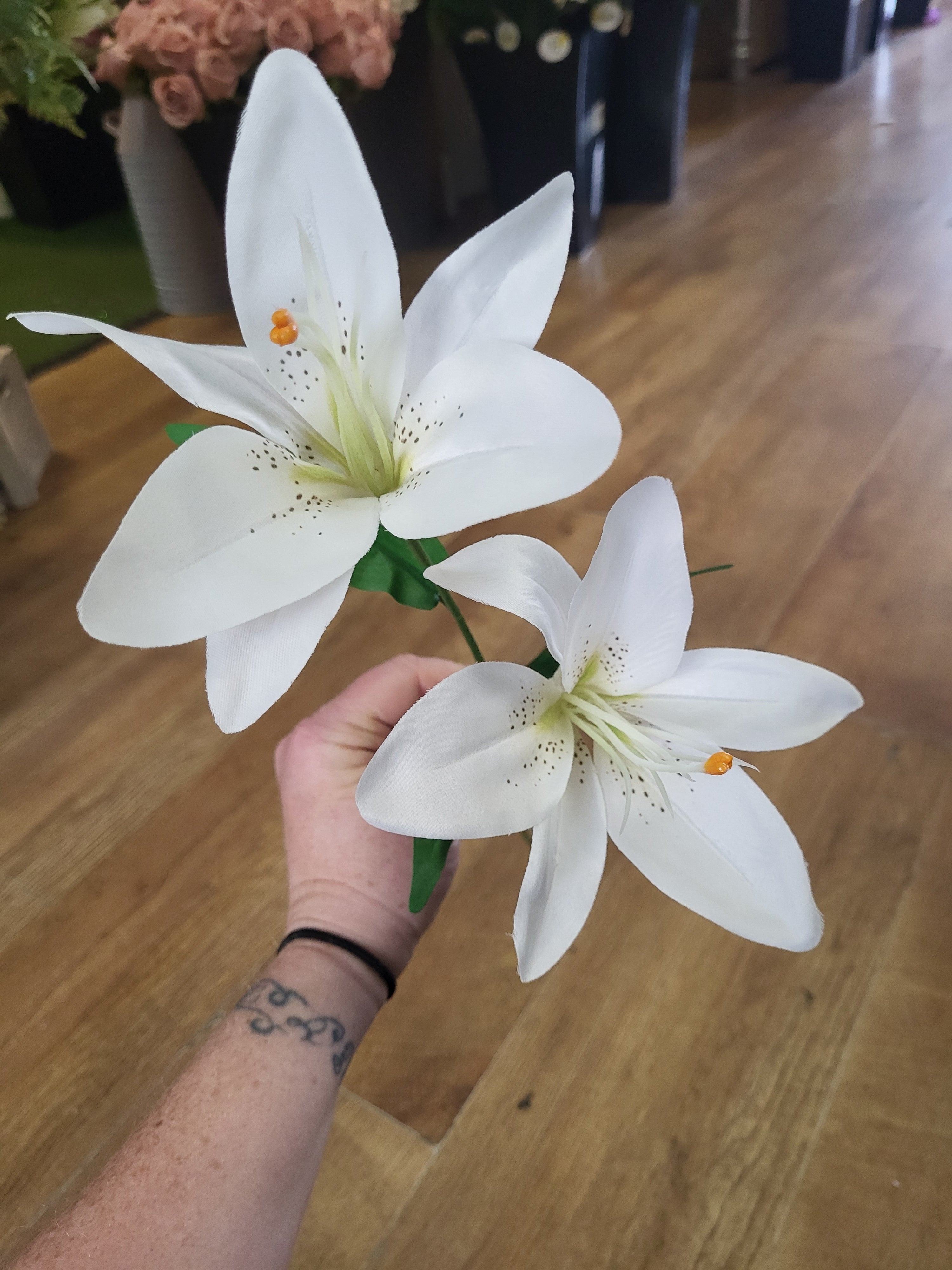 Long stem white lily spray  image 1