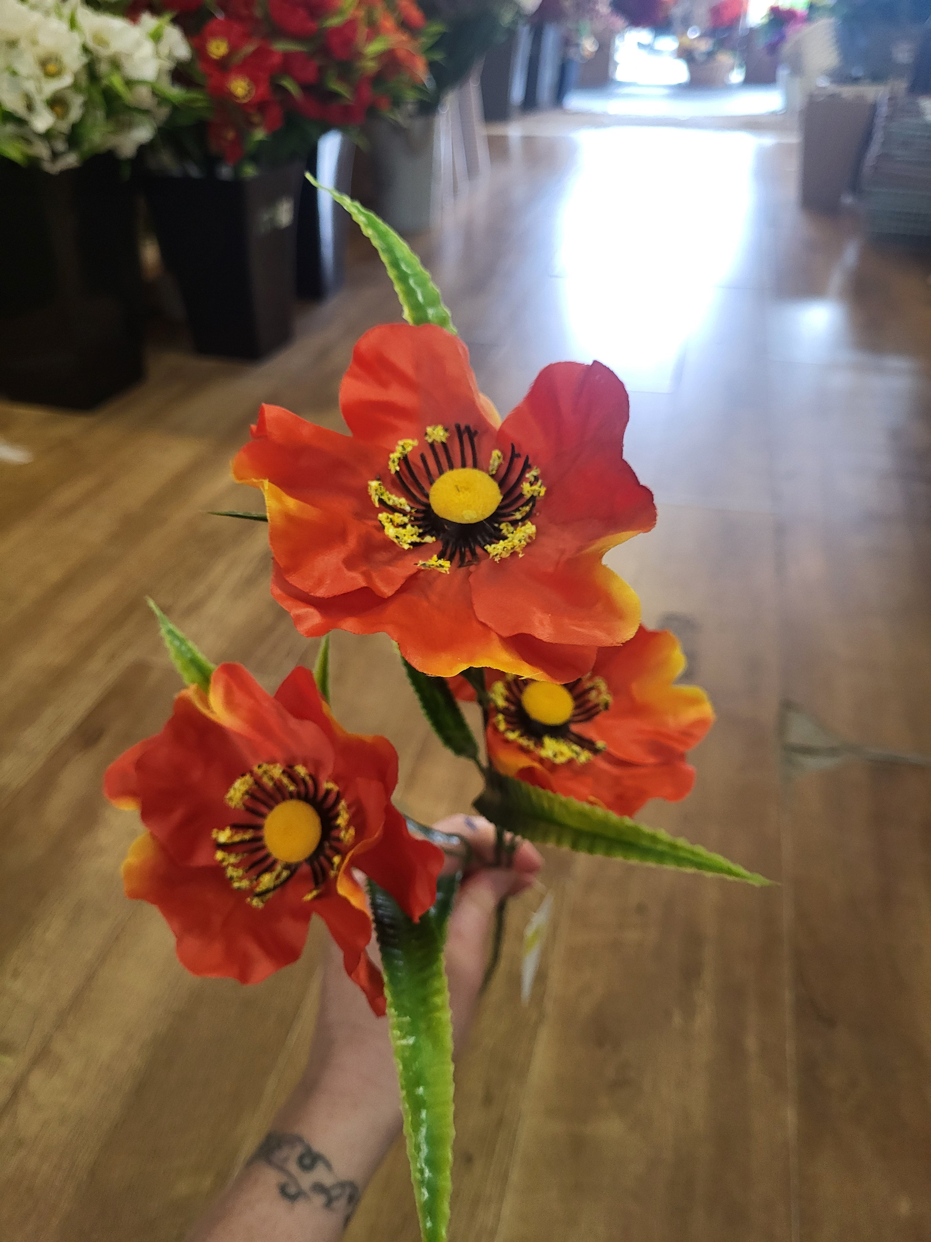 Long stem Poppy spray  - 3 colours available image 6