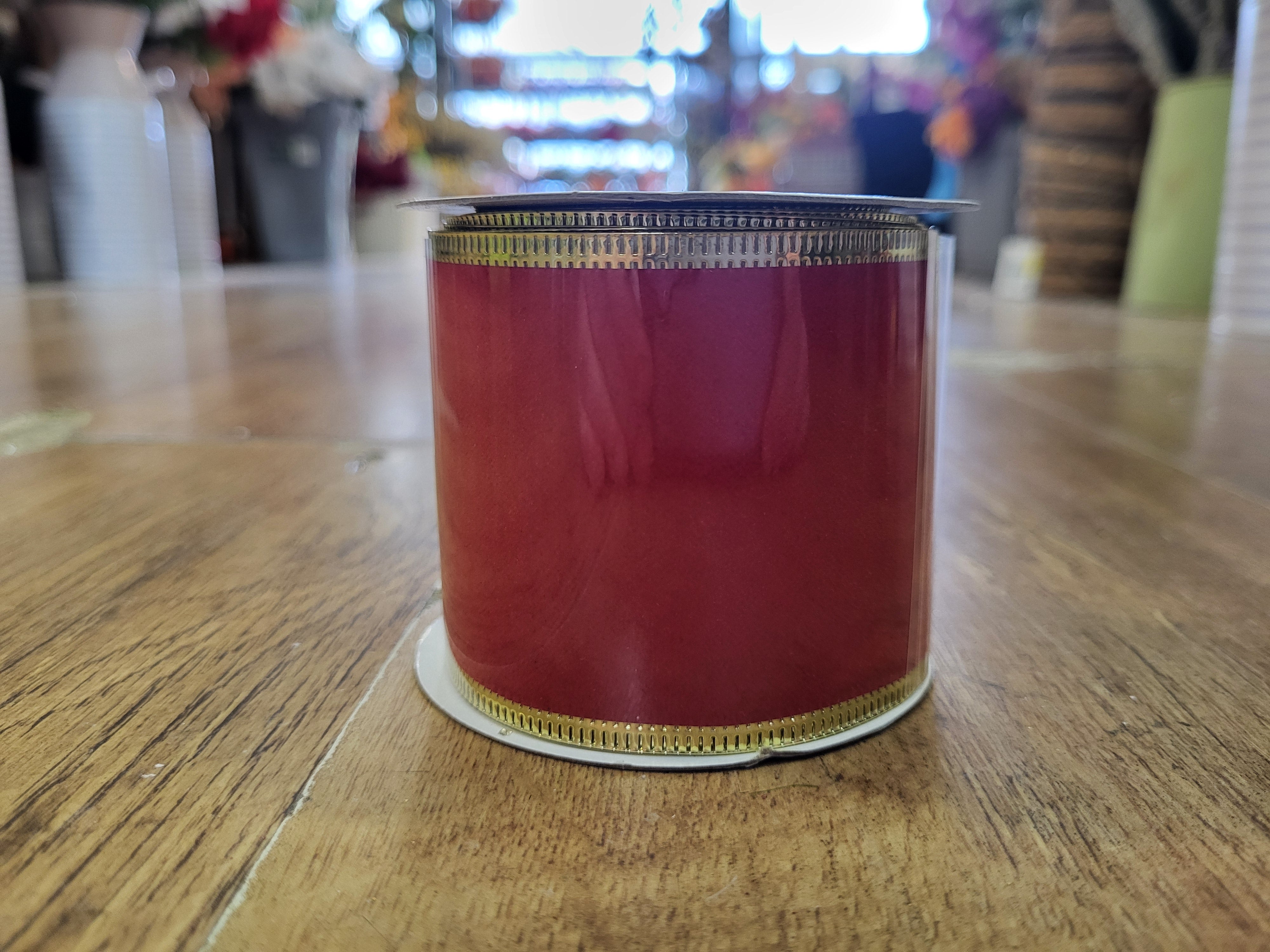 2.7m approx. roll of red velvet wired ribbon image 1