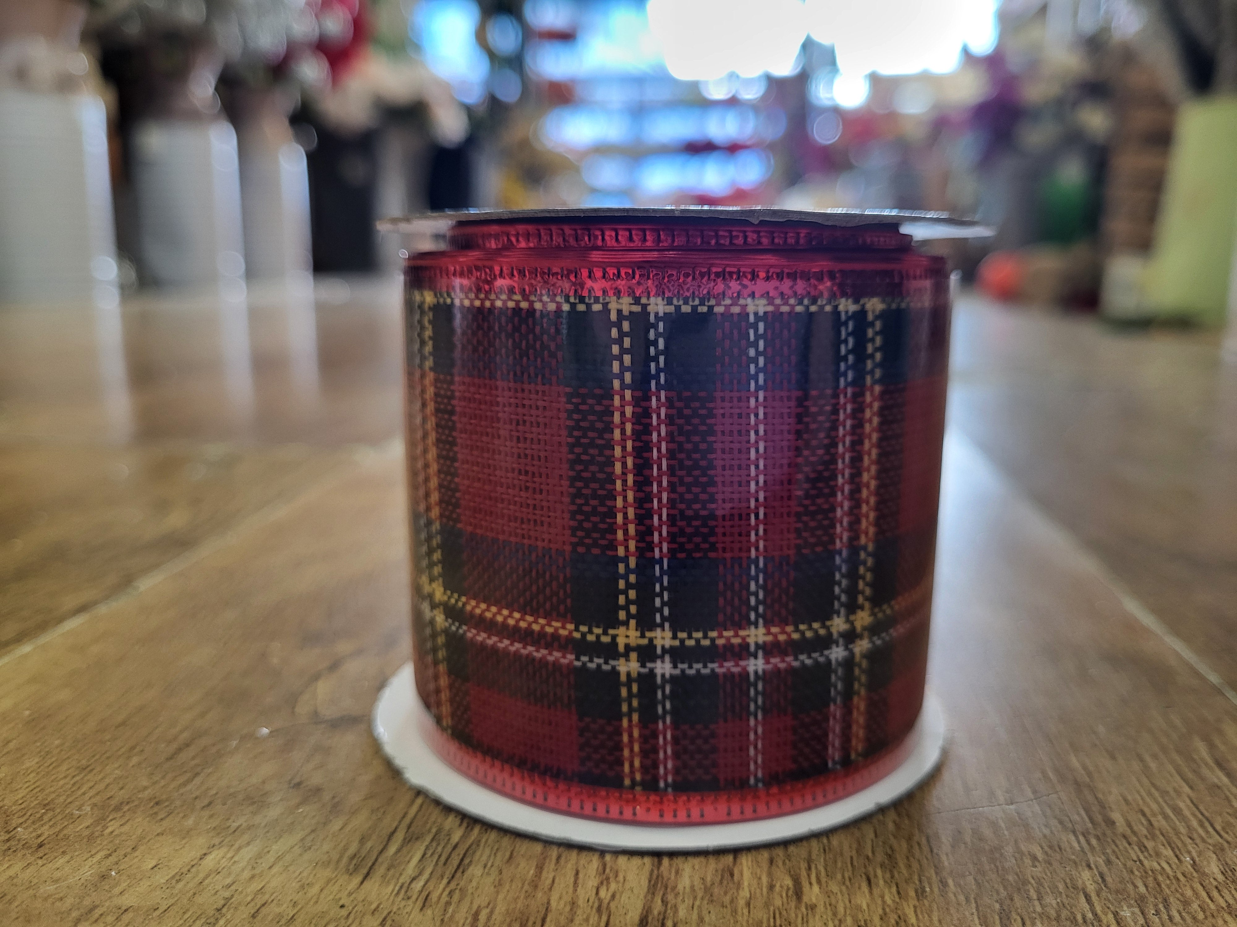 2.7m approx.  roll of big square tartan wired ribbon image 1