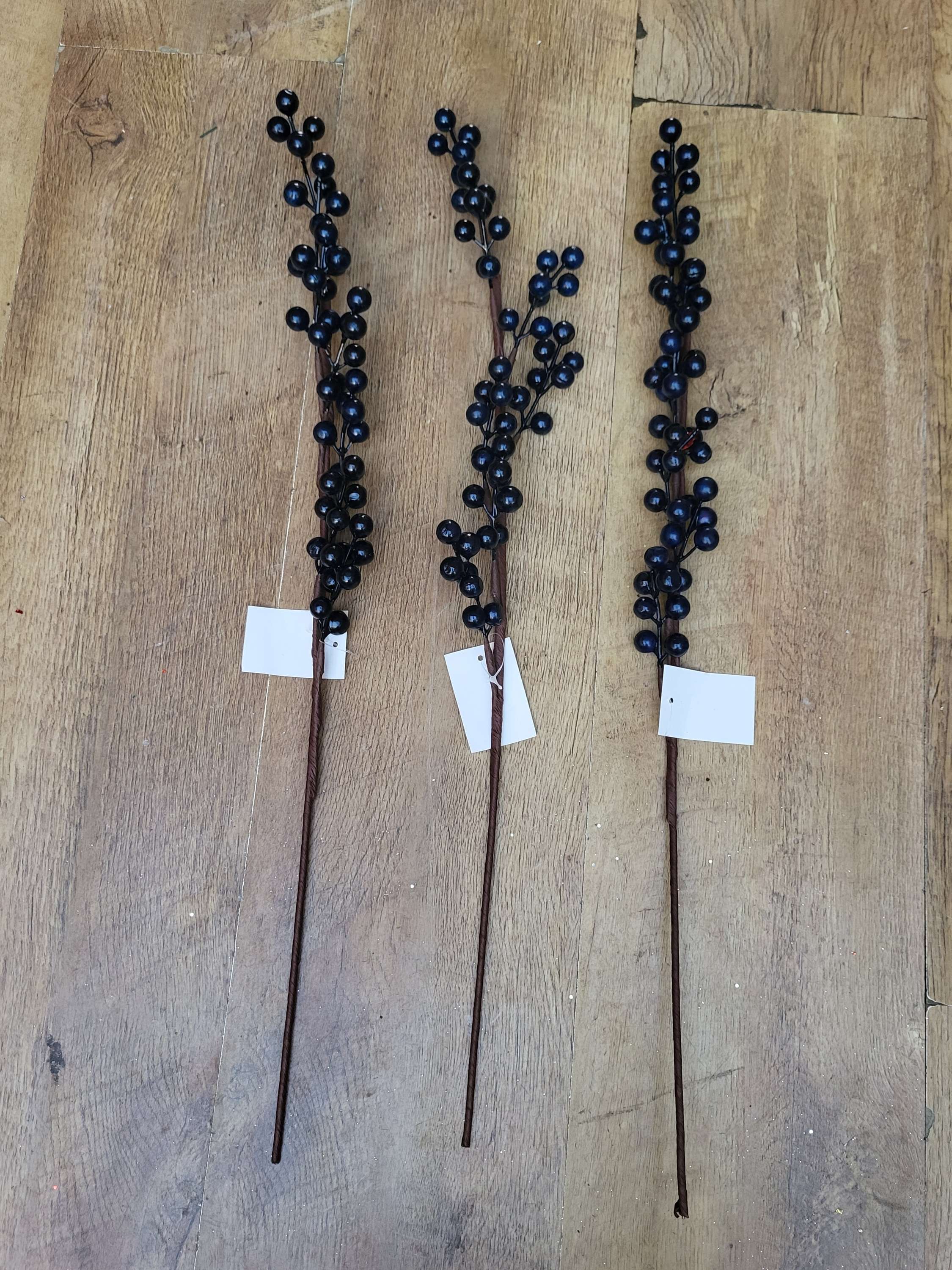 Bundle of 3 black/blue toned berry stems image 0