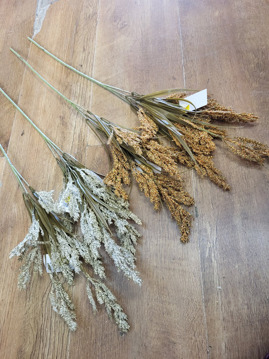Bundle of 4 Long stem autumnal Heather sprays  - 2 natural/2 orange image 0