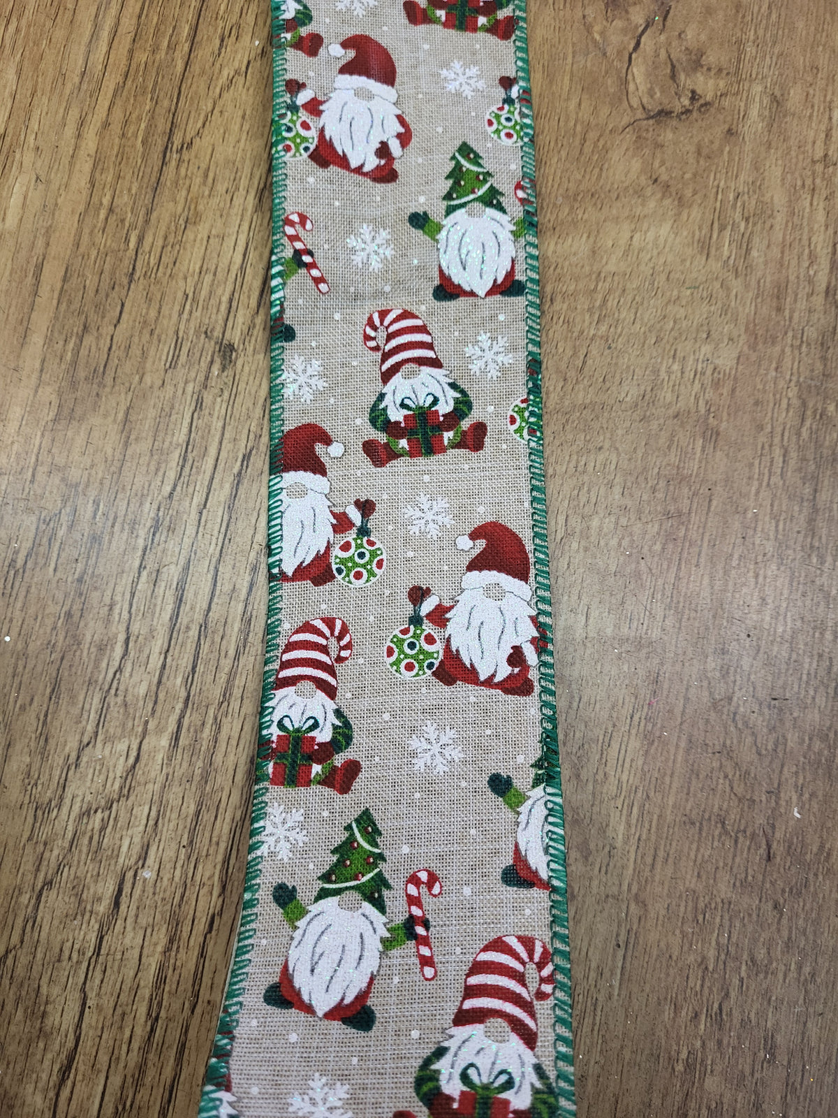 Christmas gonks wired ribbon  - 1 metre image 0
